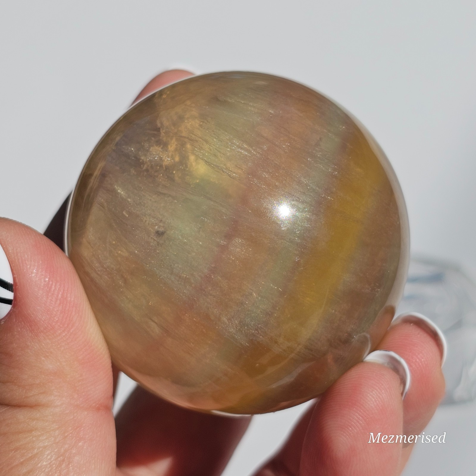 Yellow Rainbow Fluorite Sphere | 5.3cm | 246g