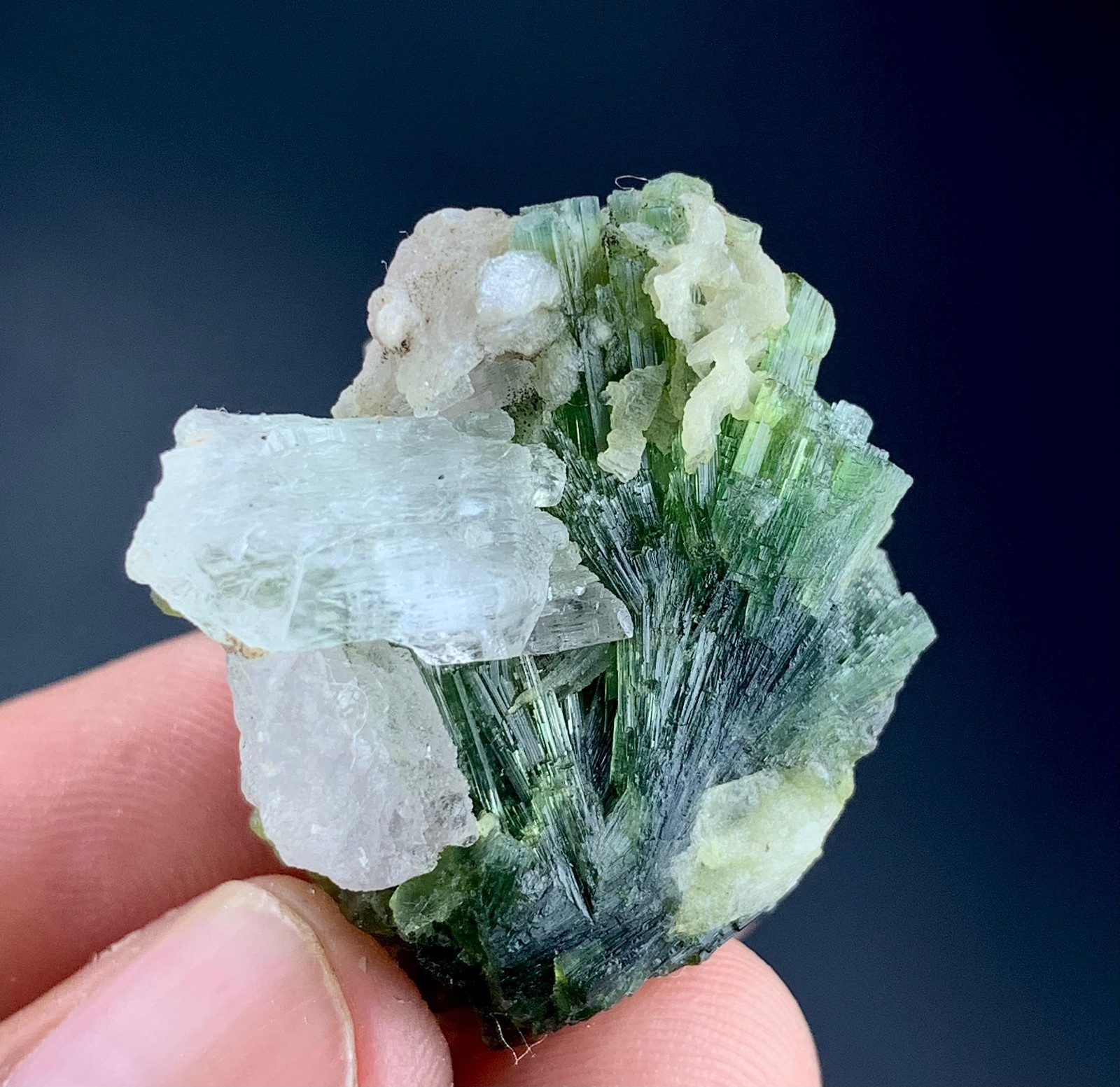 90Cts Beautiful Tourmaline Crystals Bunch With Kunzite From Afghanistan.