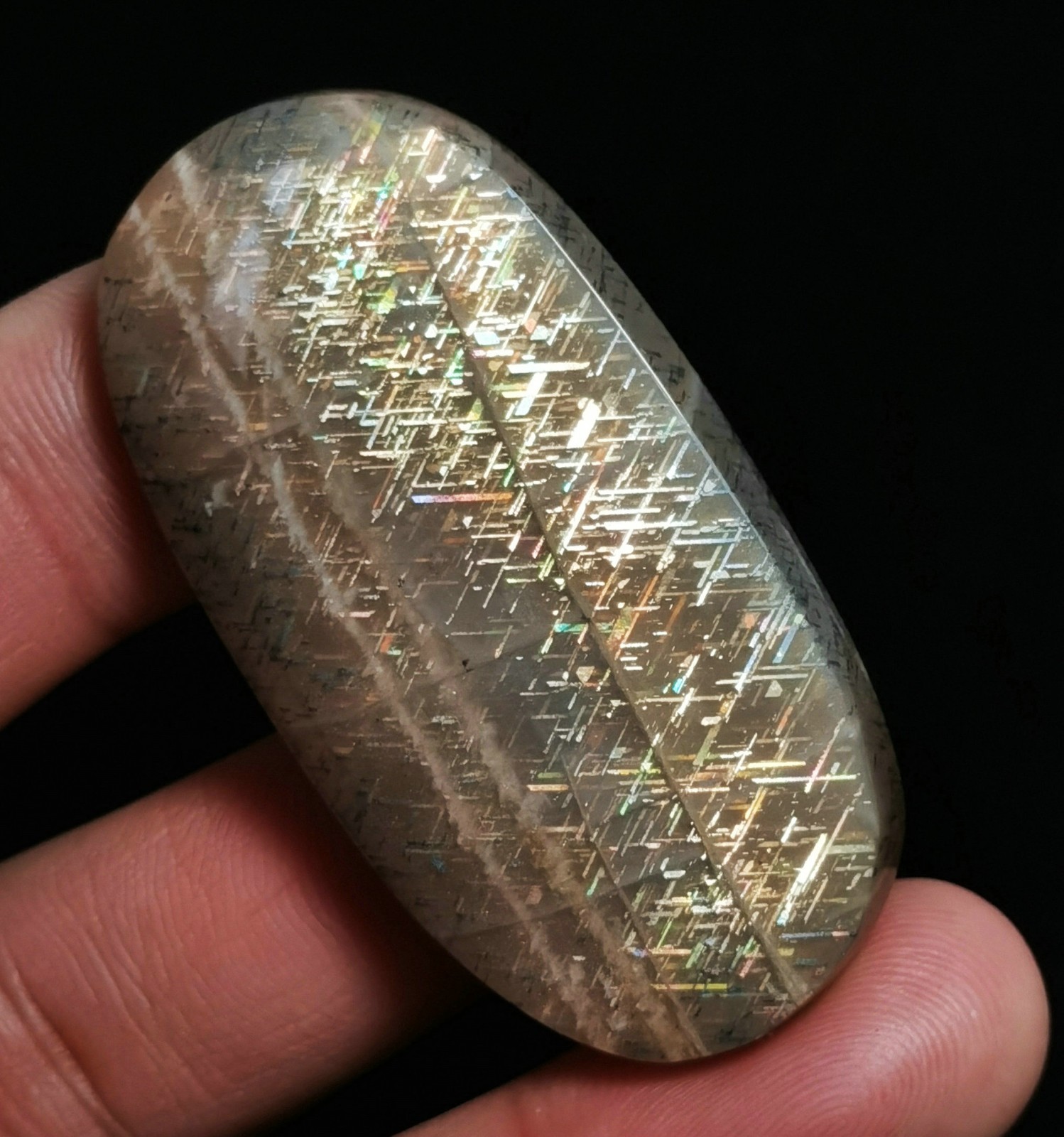 Raw Natural Golden Rainbow Lattice Sunstone Sphere Palm Reiki Stone Healing