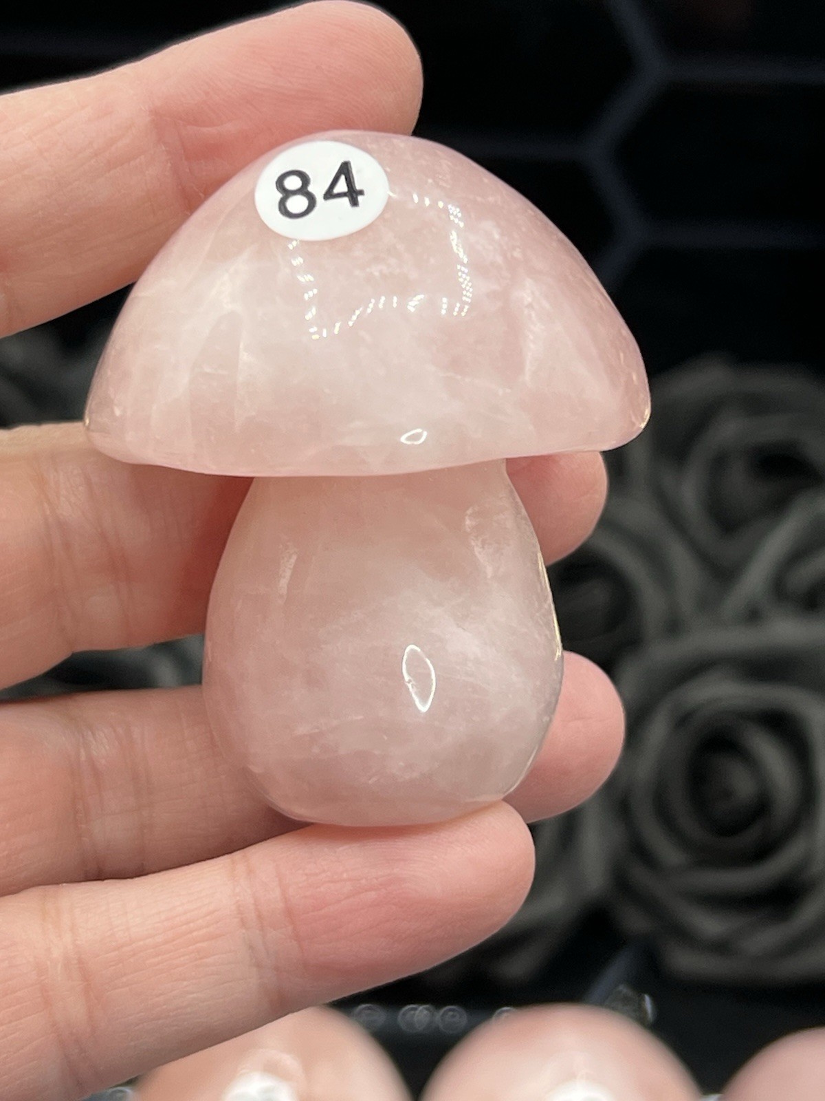 Natural ROse Quartz Carved Mushrooms. Free ship & Gift