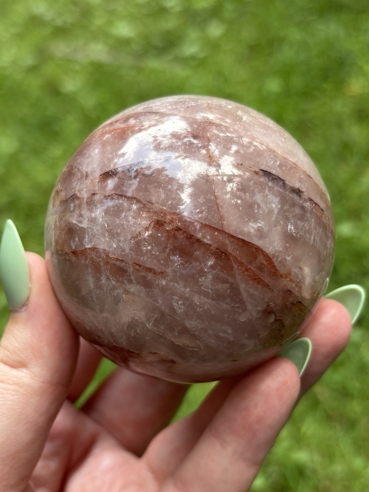 Large Red Hematoid Quartz Sphere- Natural 2.4” Hematoid Quartz Crystal Ball