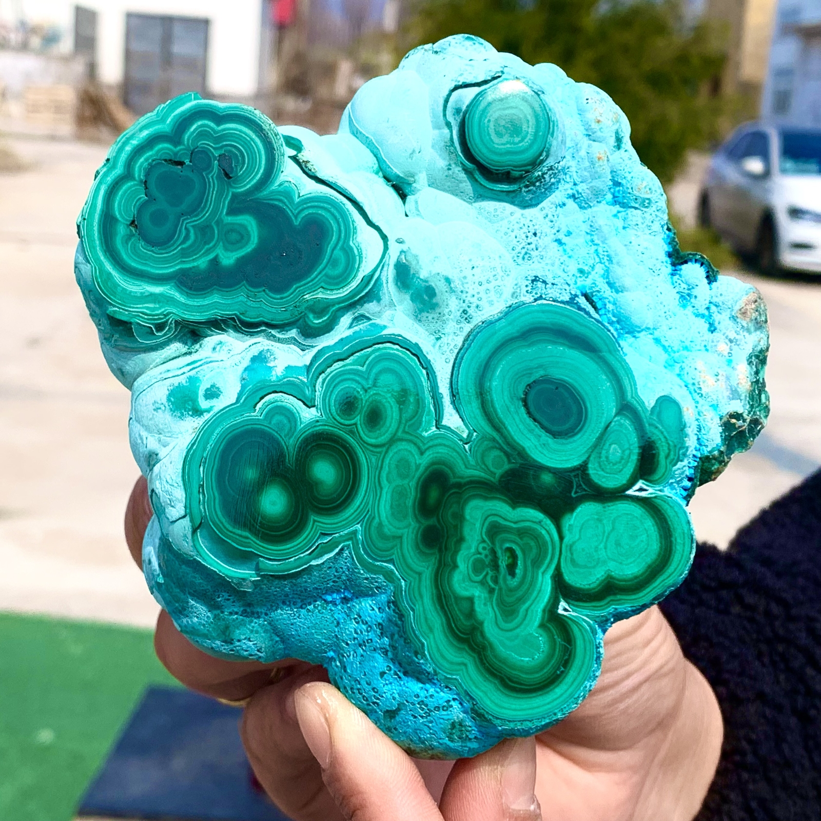 1.92LB Natural Chrysocolla/Malachite transparent cluster rough mineral sample