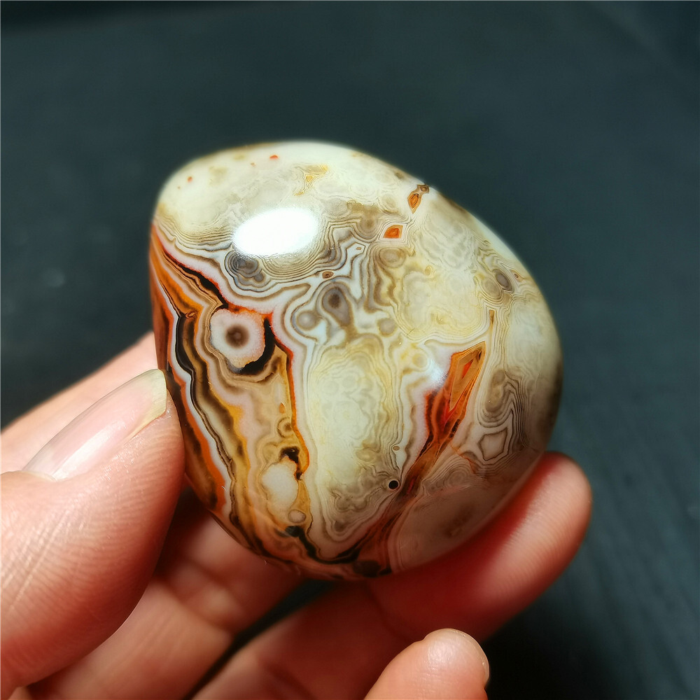 TOP 70G Natural Polished Silk Banded Lace Agate Crystal Madagascar R1362
