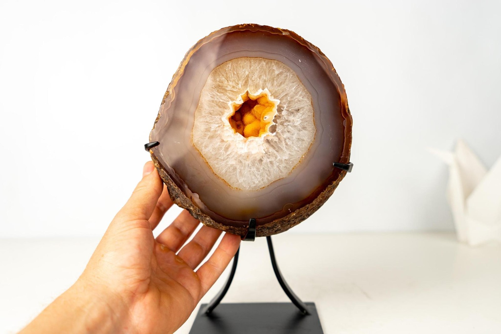Lace Agate Geode with Natural Yellow Galaxy Druzy, 8 Lb.