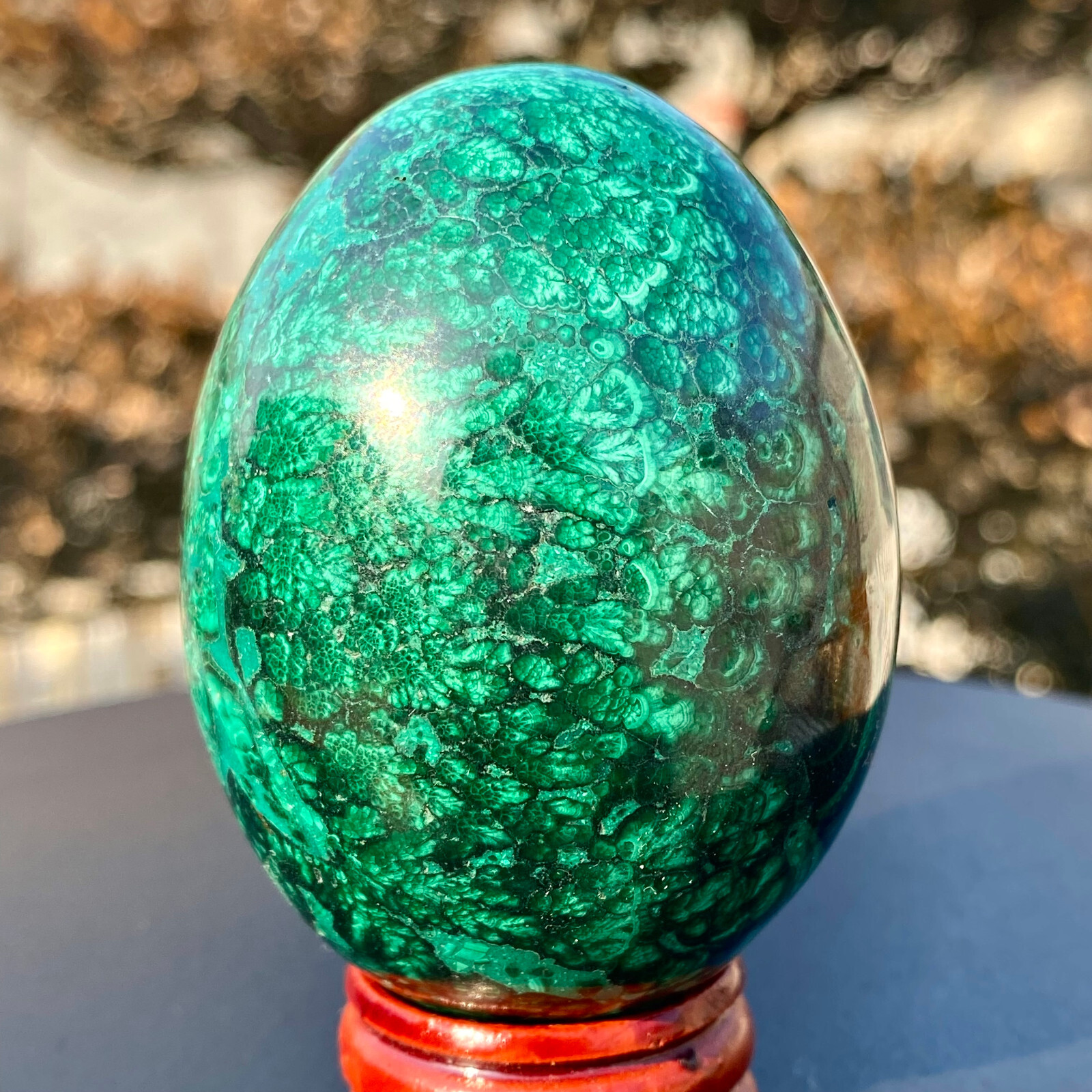 316G Natural Malachite quartz hand Carved egg Crystal Healing gift