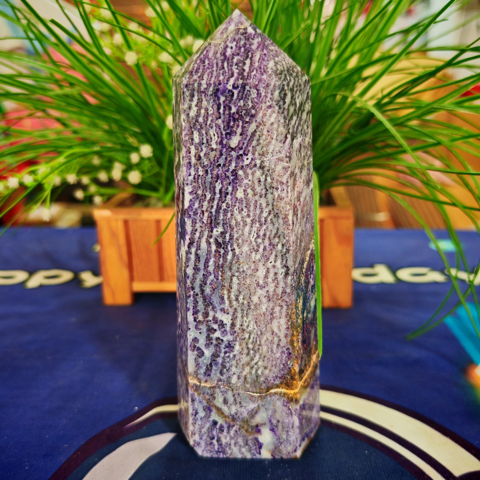 3.41LB Polishing and healing of natural colored fluorite crystal tower 1550g