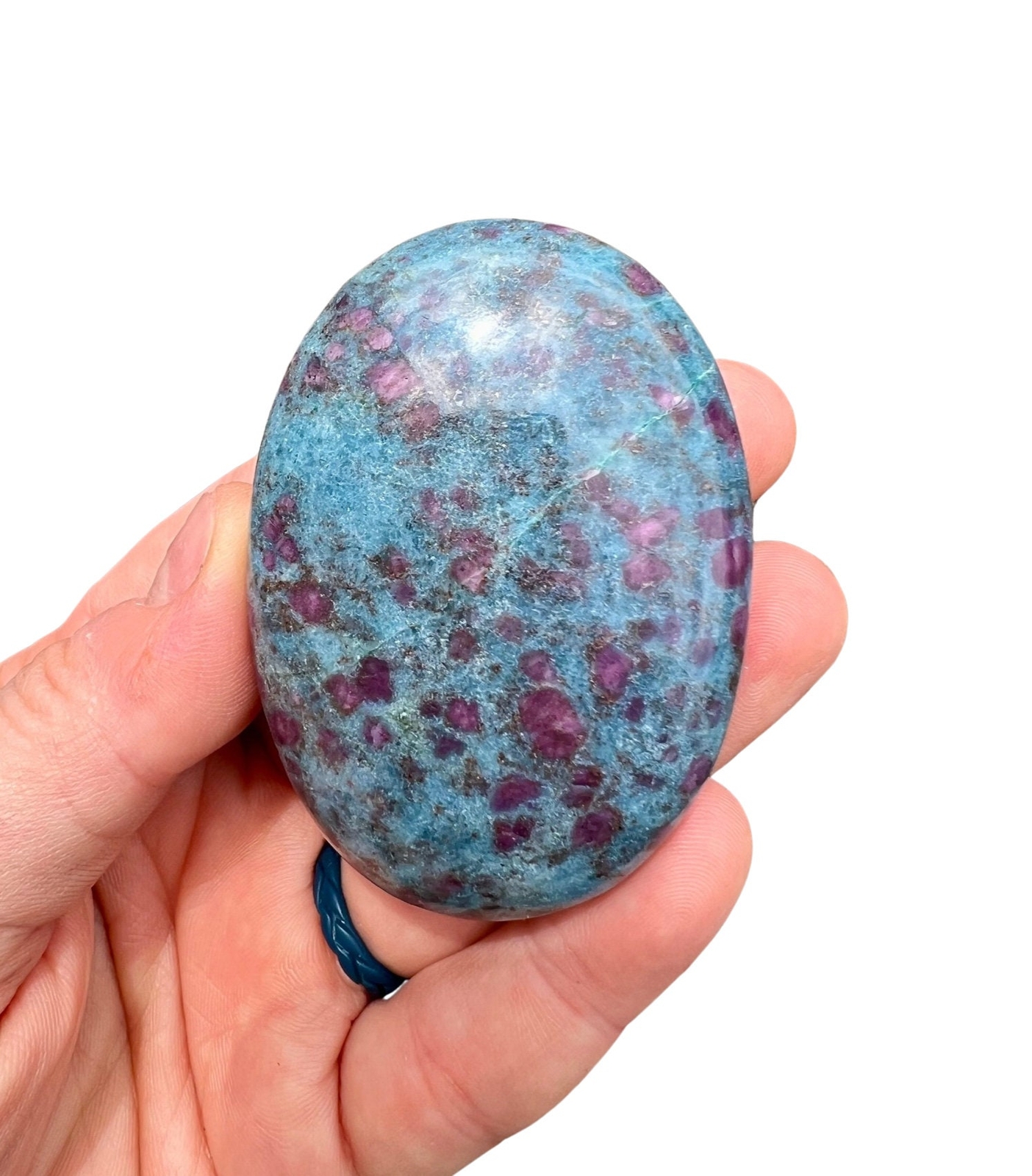 Ruby Kyanite Palm Stone – Natural Polished Ruby in Kyanite Stone