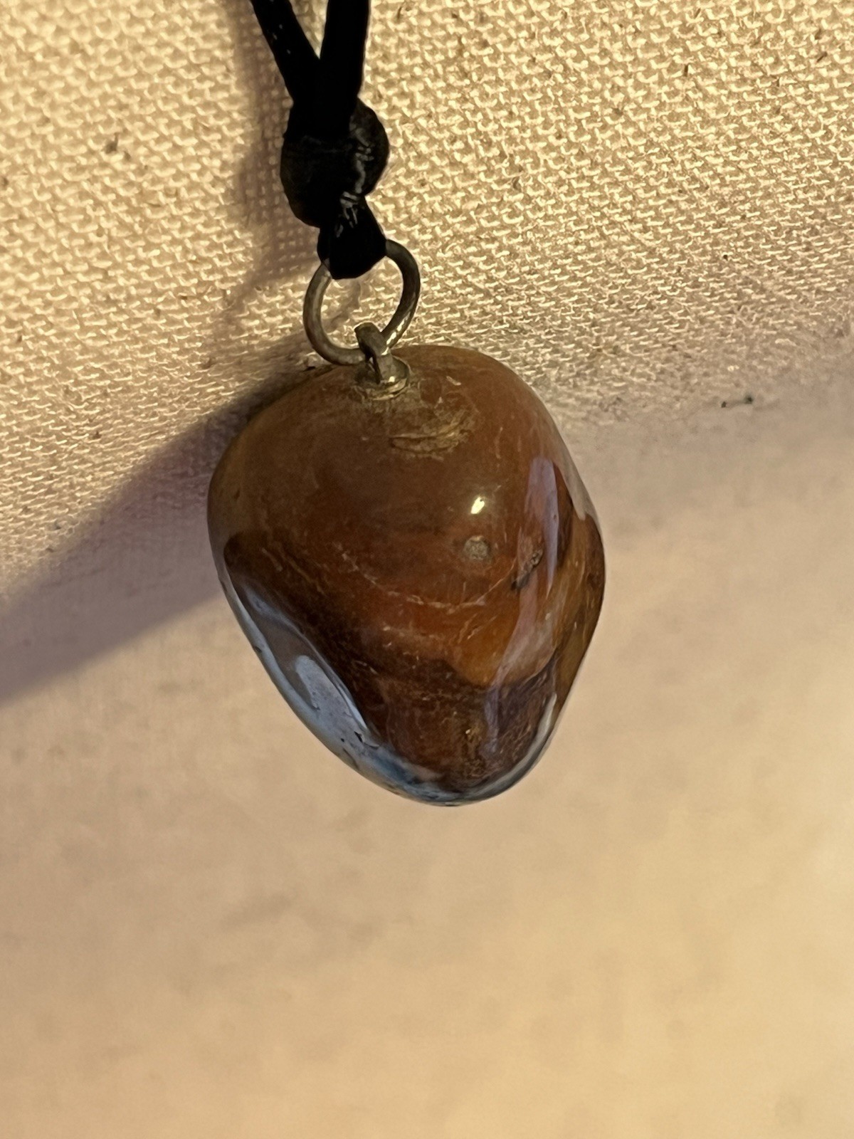 Natural Blue & Brown Jasper Gemstone Tumbled Stone Pendant Necklace Healing