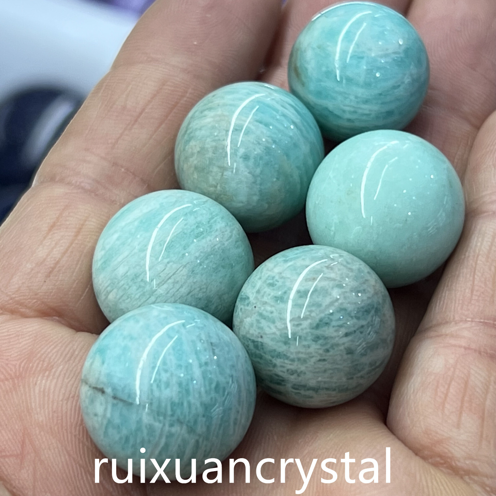 5pc Natural Amazonite Quartz Sphere Crystal Ball Reiki Healing 20mm