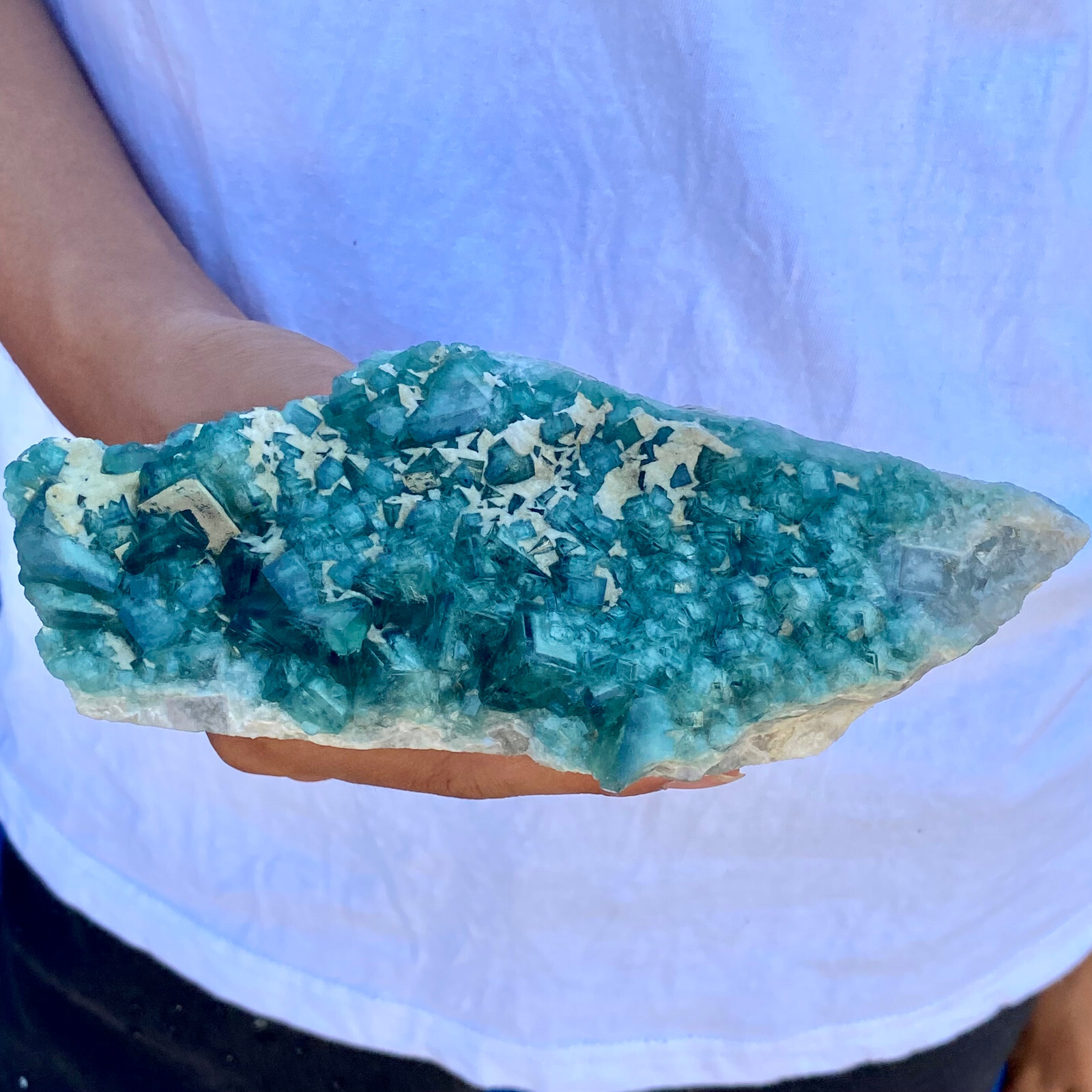 1.49LB natural super beautiful green fluorite crystal ore standard sample