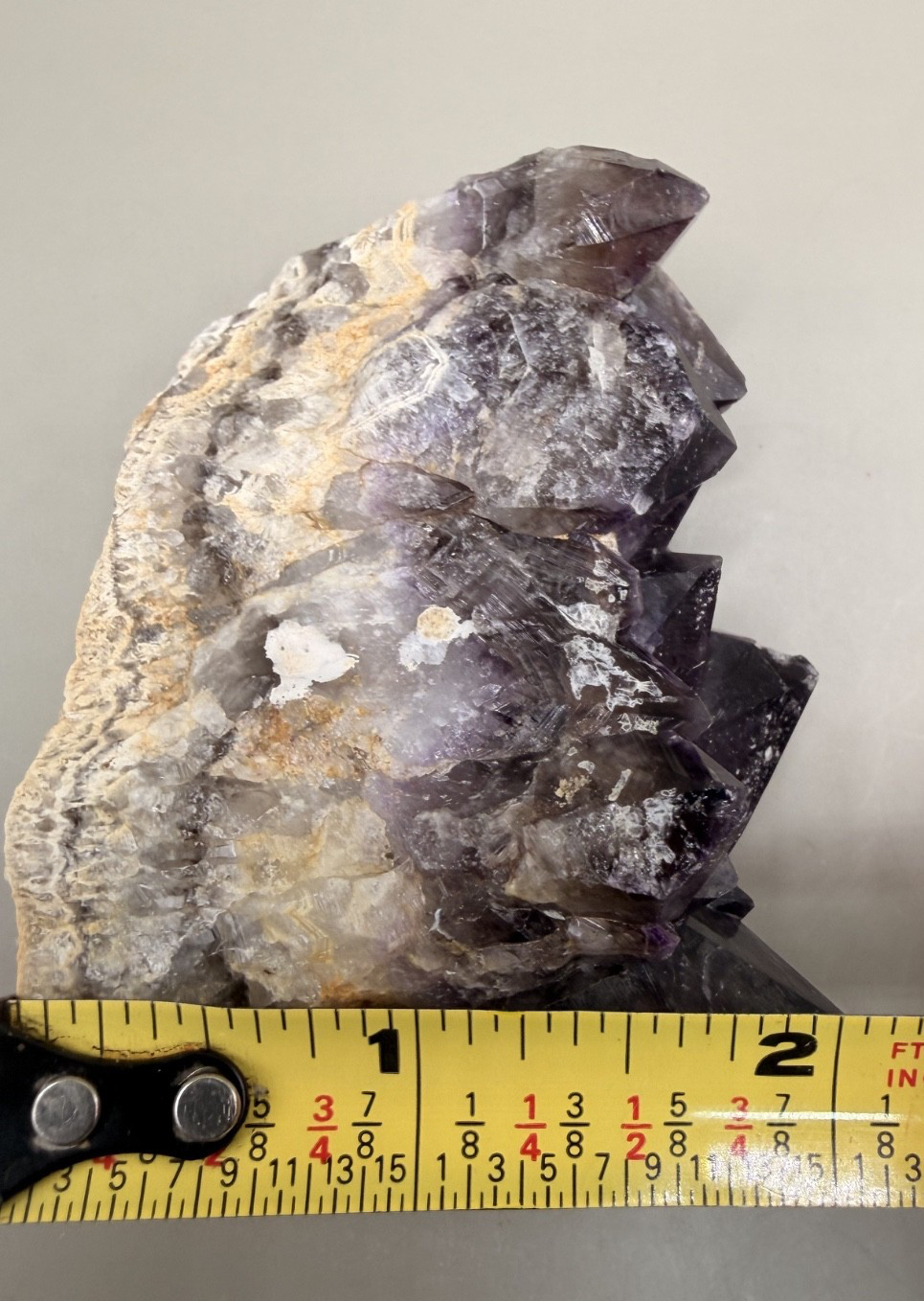 Natural Dark Amethyst Cluster ∼4″ – Raw Purple Chevron Quartz Crystal Points