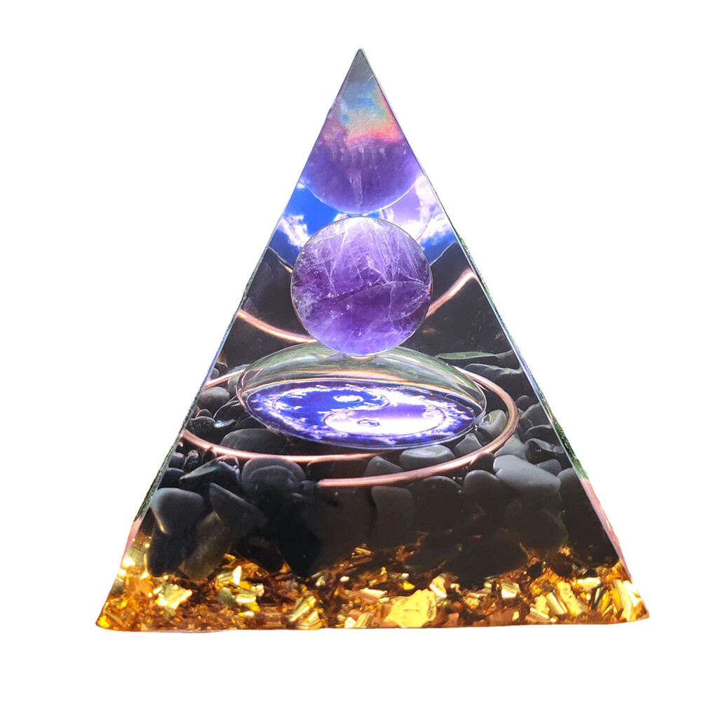 US 1 Pack Orgonite Pyramid Amethyst Peridot Healing Crystal Energy Orgone EMF