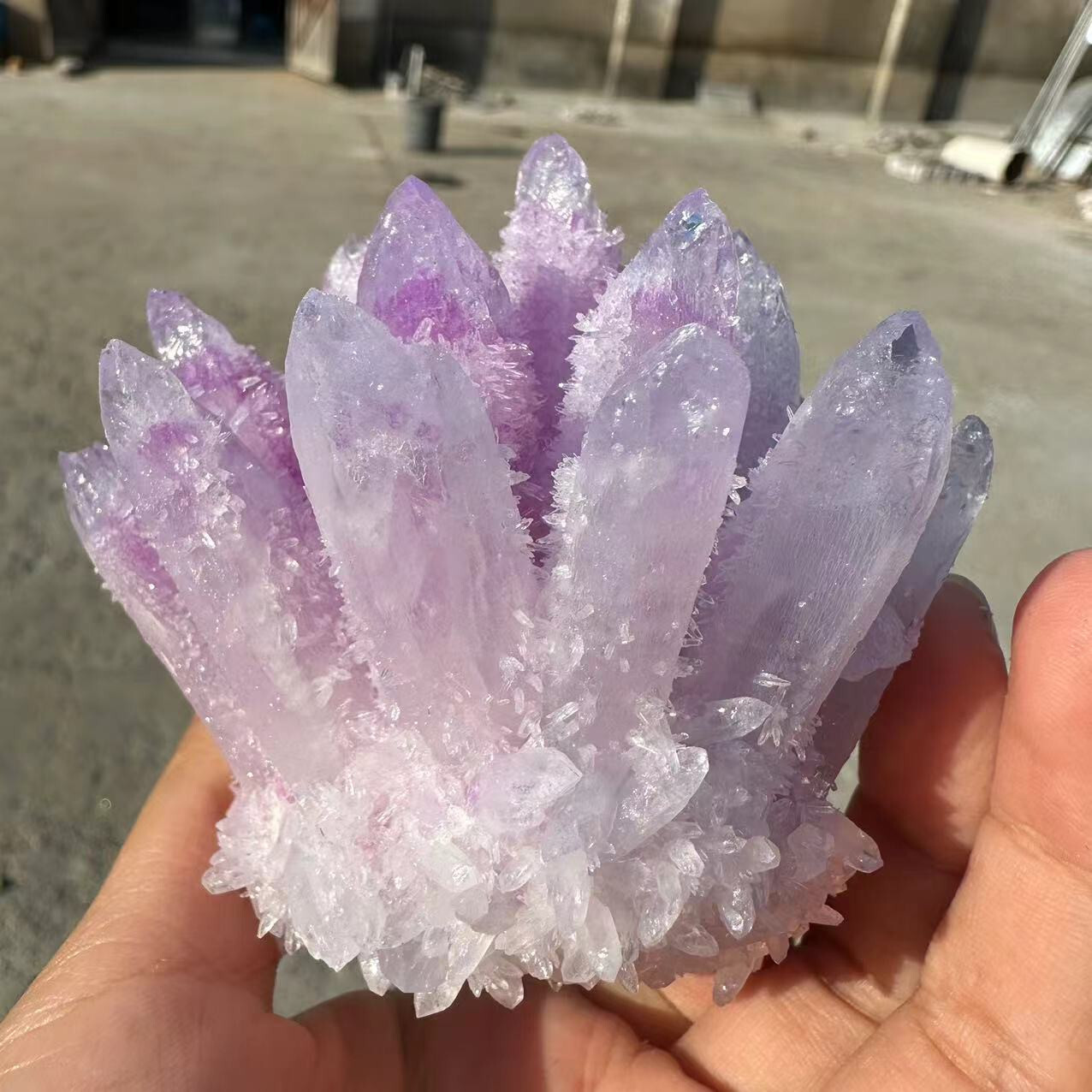 New Find purple pink Phantom Quartz Crystal Cluster Mineral Specimen 300g+