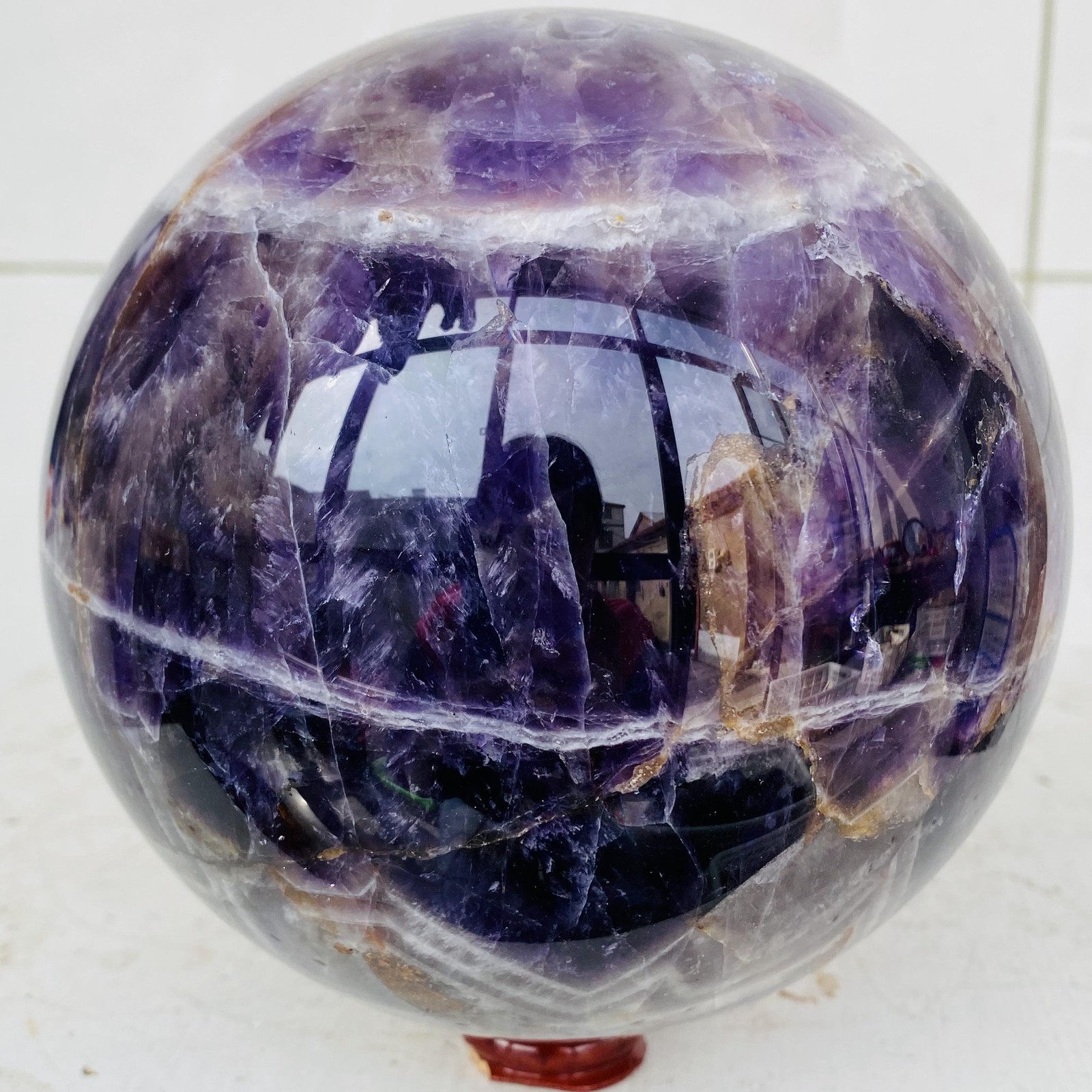Natural Dream Amethyst Quartz Crystal Sphere Ball Healing 3540g