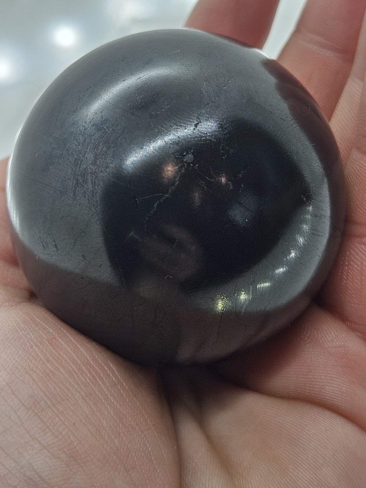 Polished Shungite Sphere – Genuine Carbon Rich Stone for EMF Protection