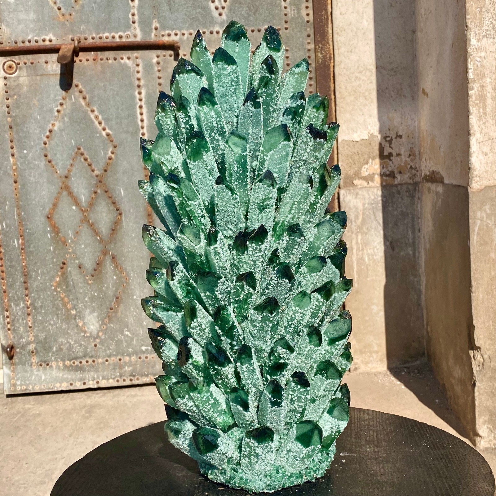 29LB New Find green Phantom Crystal Quartz Cluster Mineral Specimen Healing