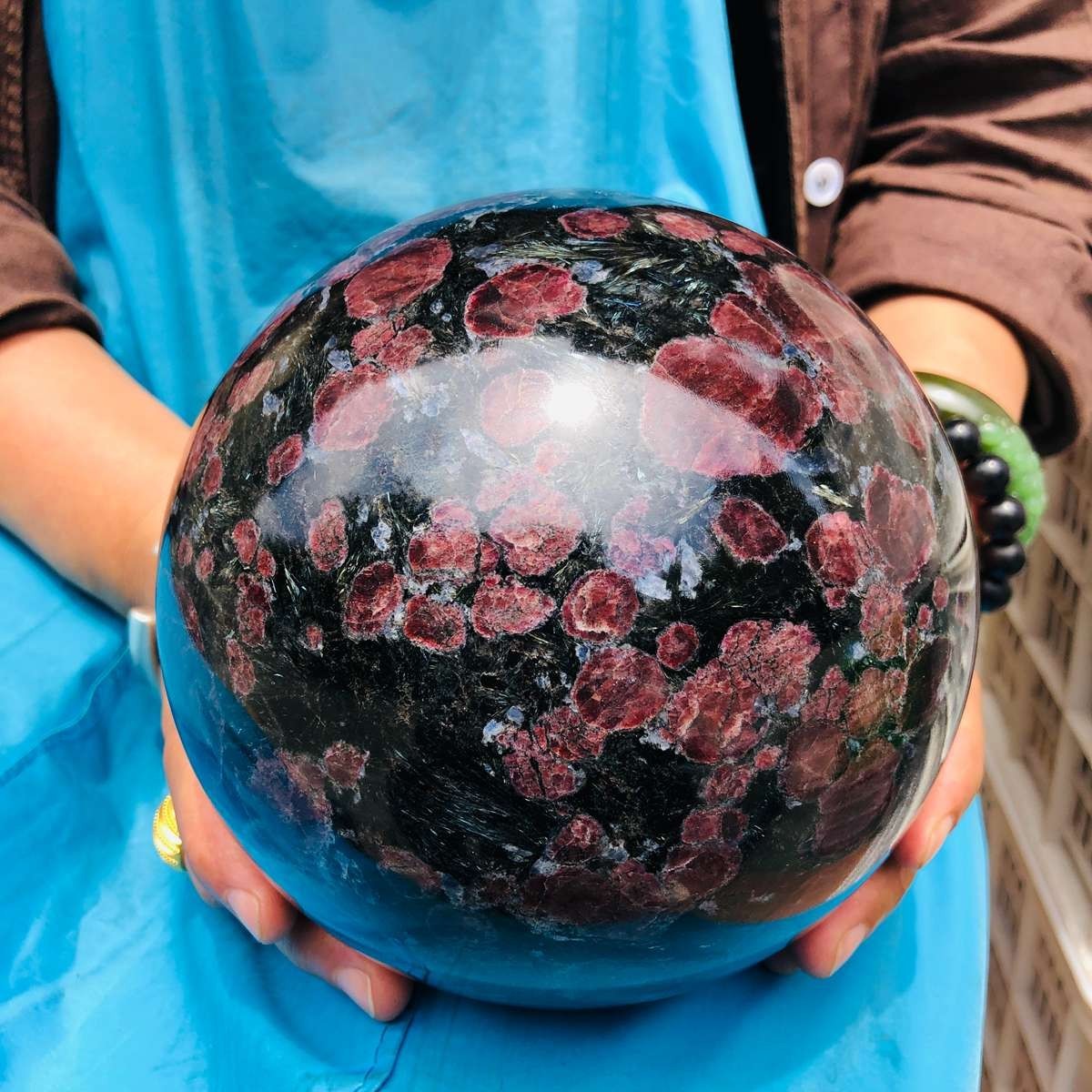 14.82LB Natural Firework Stone Quartz Sphere Crystal Ball Healing Decorati 4983