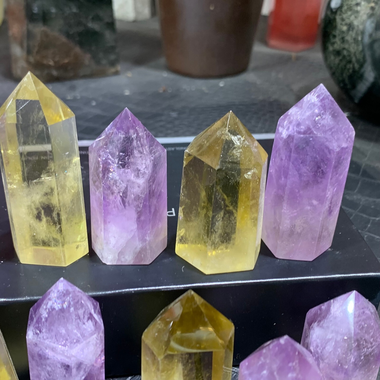 20pcs Natural amethyst citrine quartz obelisk crystal wand point healing random