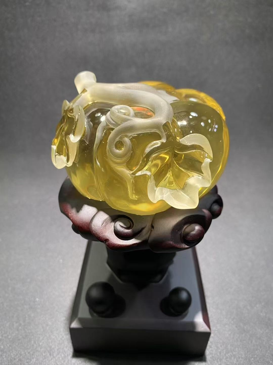 1.5LB Top Grade Citrine Pumpkin Incredible Detail 1-of-a-kind Carving