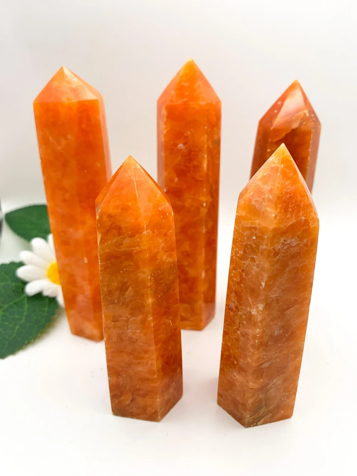 3.15″-3.54″ Natural Sunstone Crystal Tower Healing Reiki Crystal Obelisk Gifts