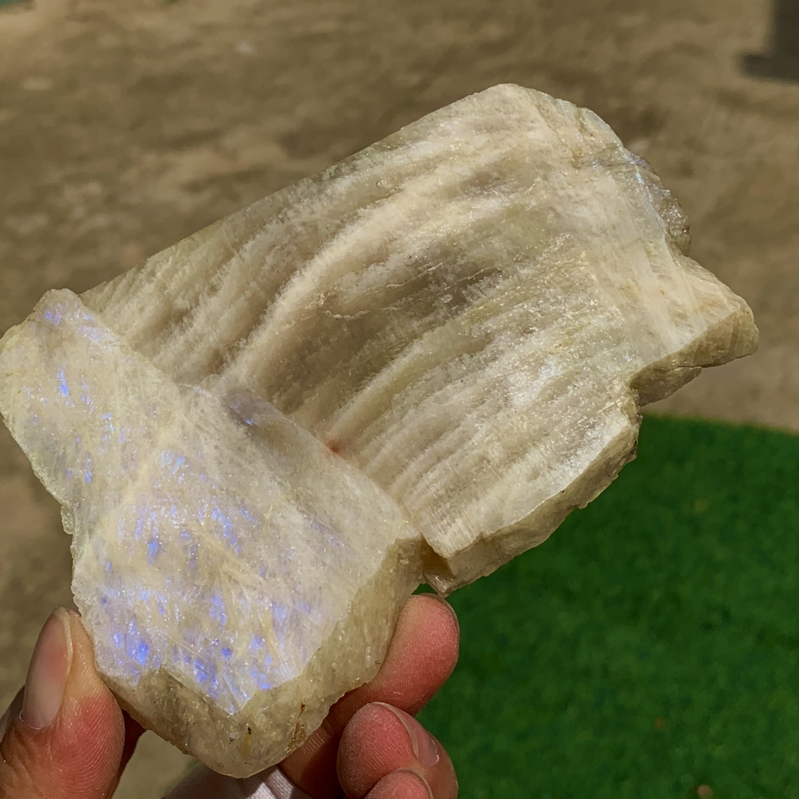 193G Flashy Rainbow Moonstone Sunstone Crystal Slab, Thick Rainbow Moonsto
