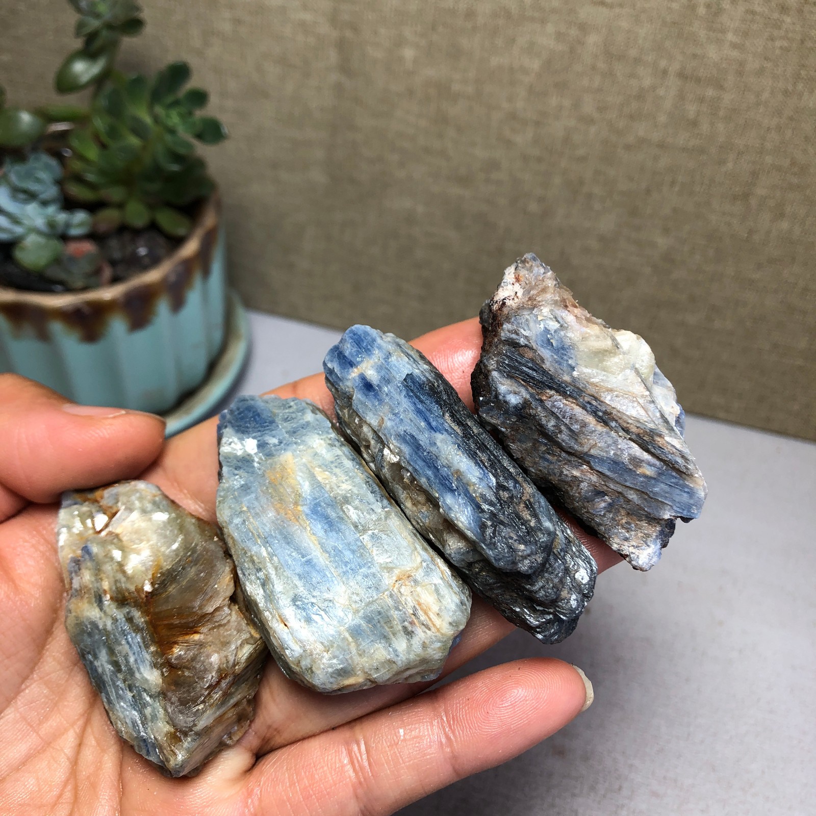 4pcs Natural Kyanite Crystal gemstone rough original Mineral Specimen 158g A5414
