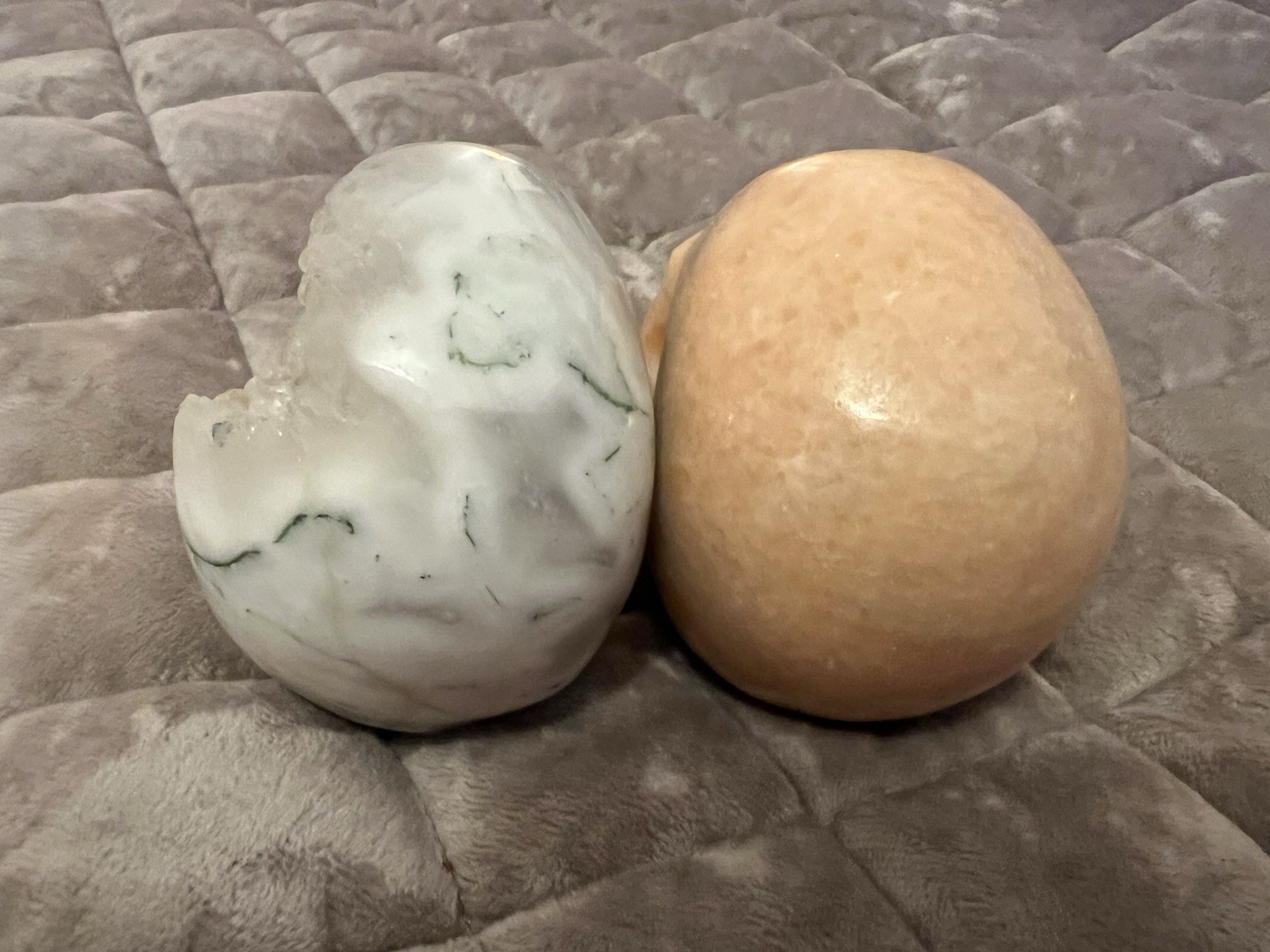 2 Skullis Skulls Orange Adventurine Crystal & Tree Agate 3.5 Inches