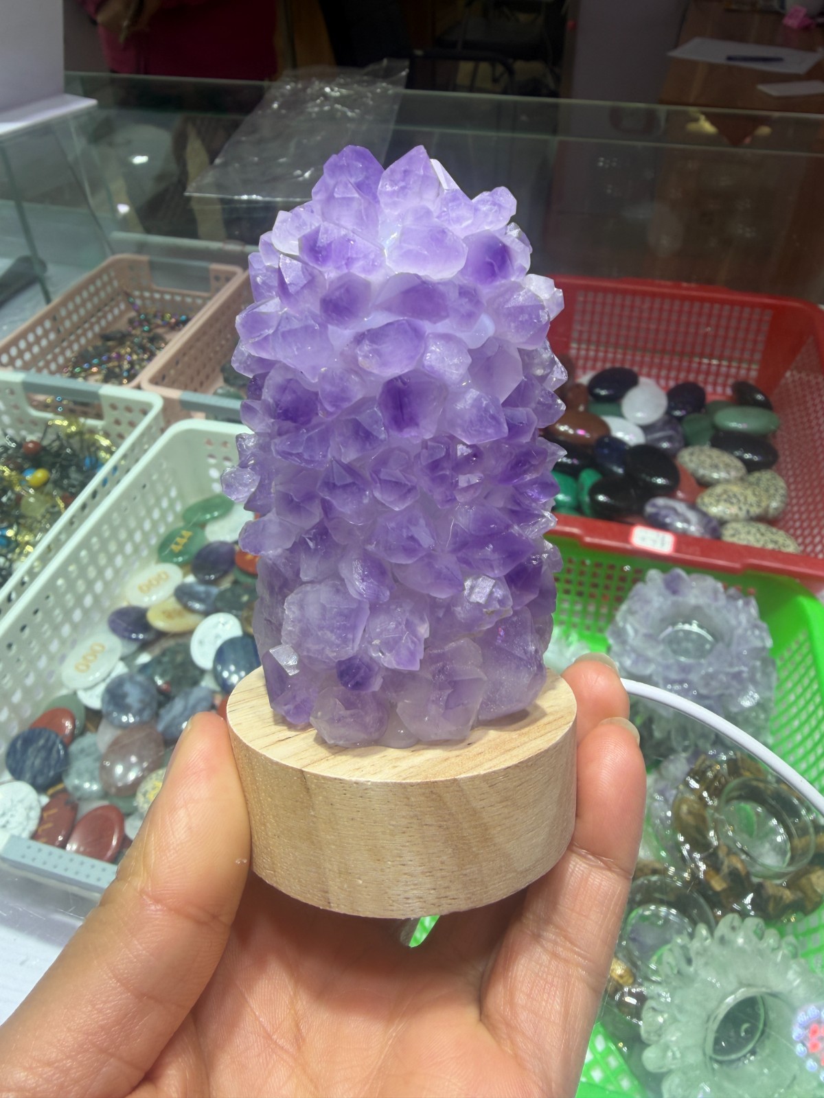 1pc natural amethys Crushed stone Quartz Crystal DIY USB Night lamp energy