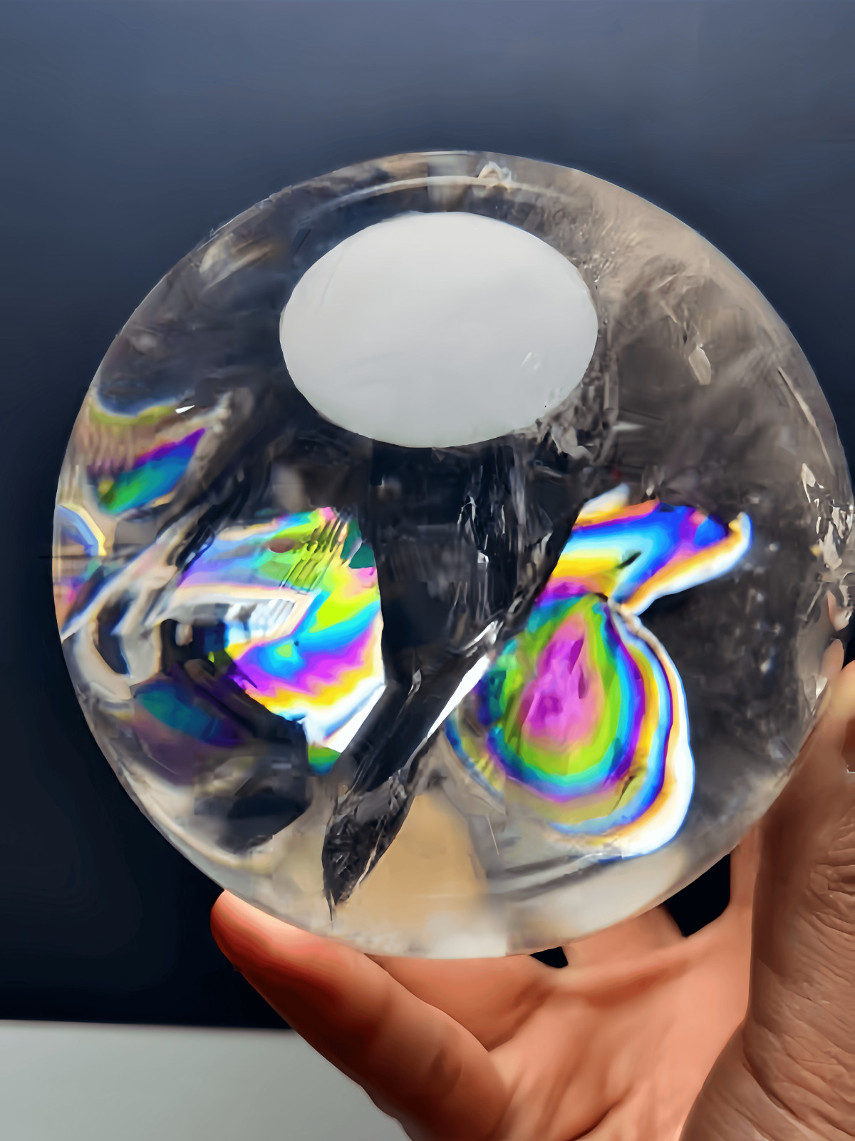 4.8LB Top Natural Clear Quartz Rainbow Ball Crystal sphere Healing Decor 117mm