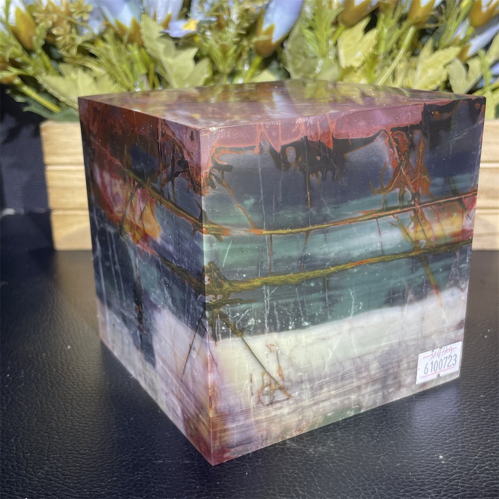 6.9LB 4.1″ A++Natural Creek Jasper Cube Square Crystal Quartz Energy Decor