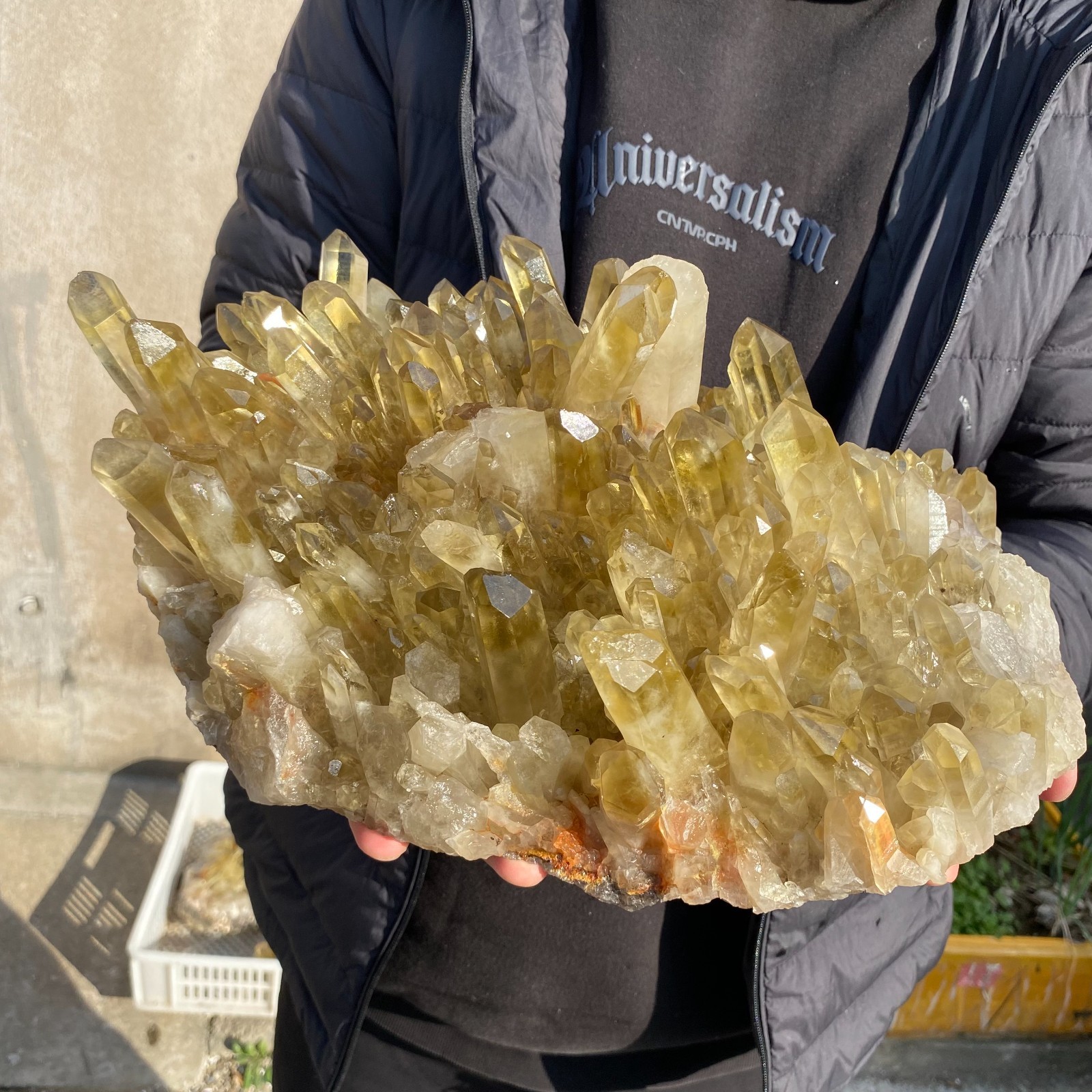 23.7lb Natural Smoky Citrine Quartz Crystal Cluster Raw Mineral Specimen