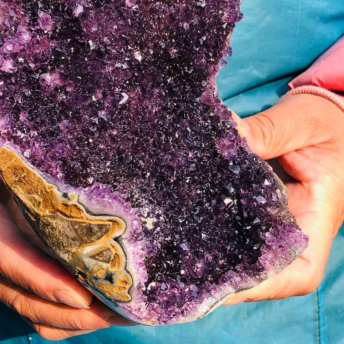 4.35LB 2pcs Natural Amethyst Uruguay Cave Crystal Cluster Specimen Healing