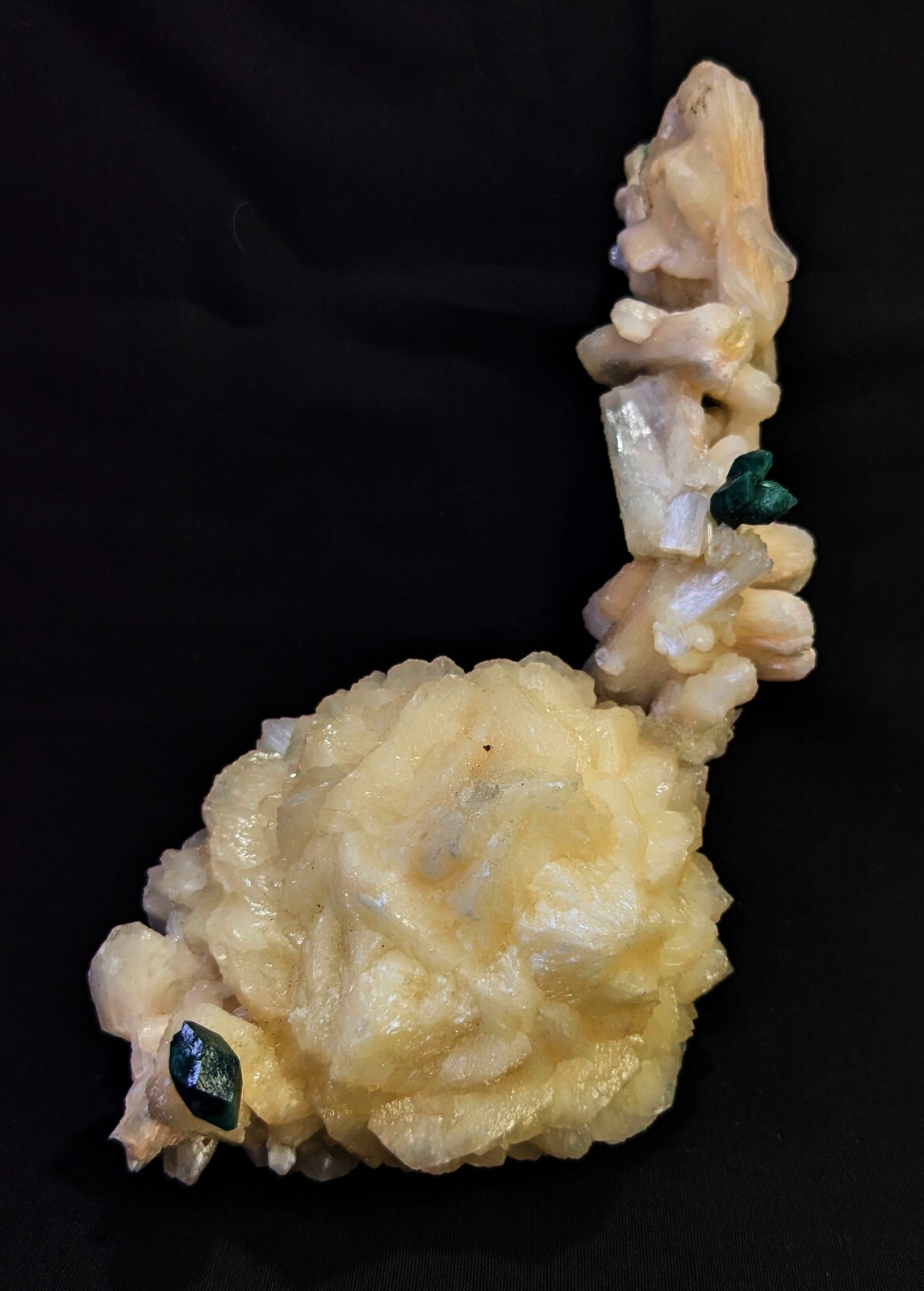 Artificially made Stilbite Bows & Green Heulandite crystals mineral specimen