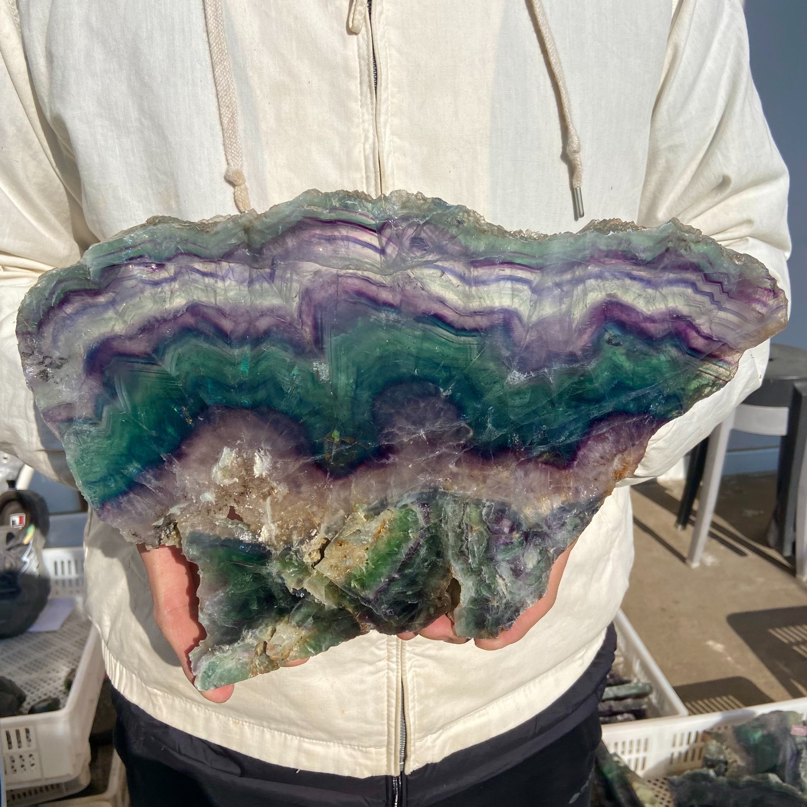6.7lb Natural Colourful Fluorite Crystal slices Rough stone specimens Healing