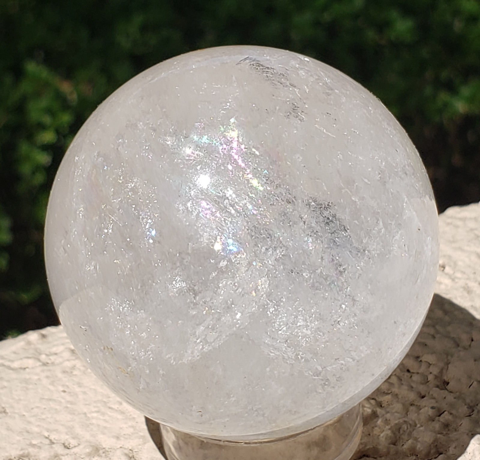 2.2″ Clear Quartz Natural Crystal Ball Sphere Orb Rainbows Phantom Golden Healer