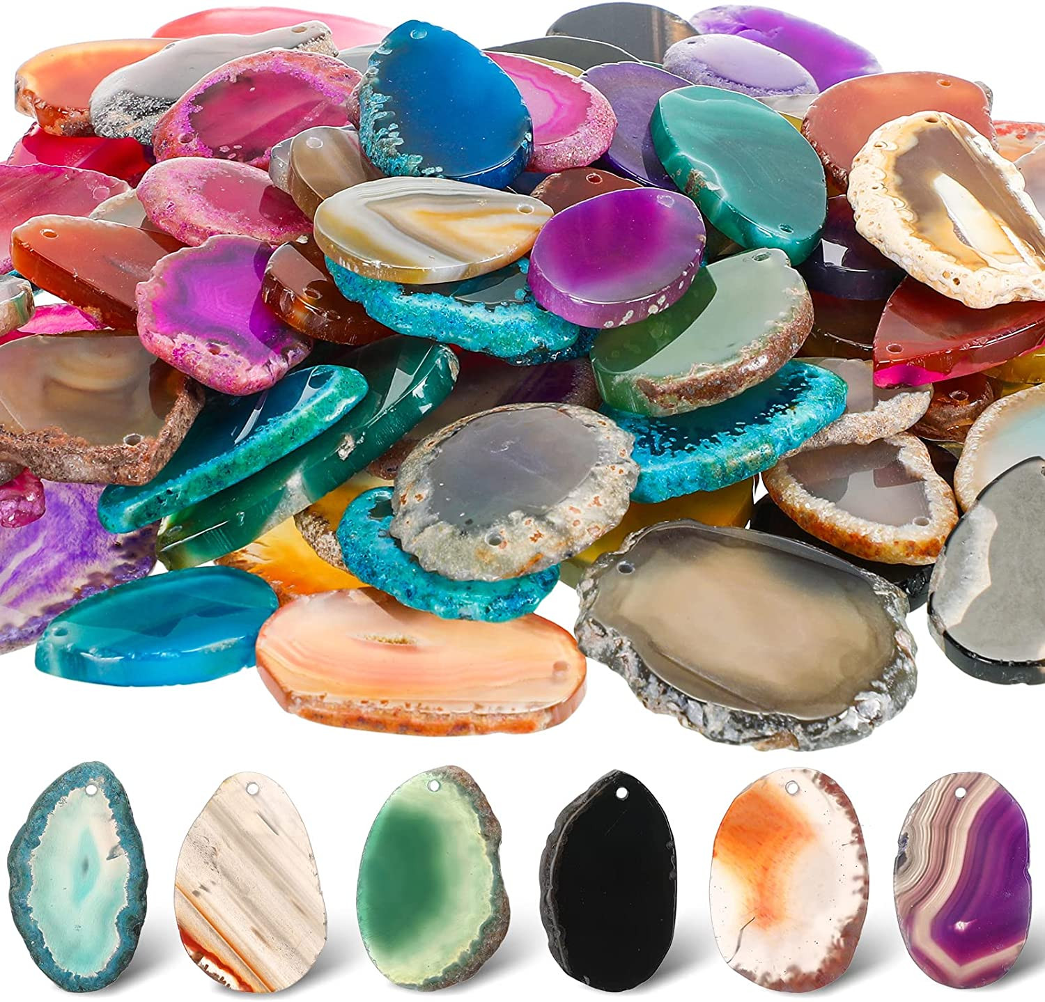 50 Pcs Agate Slice Crystals Bulk Polished Agate Light Table Slices Irregular Hea