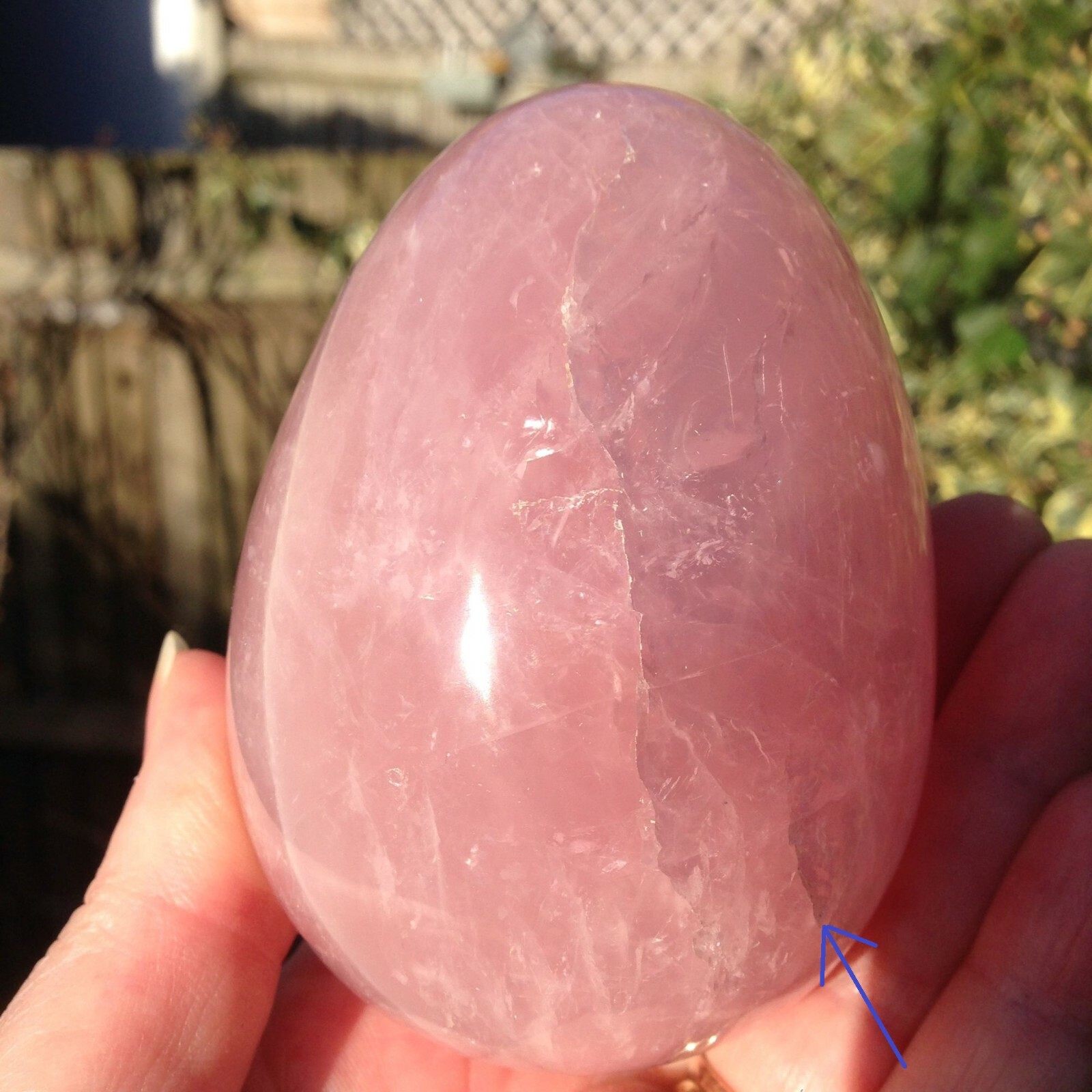 Large Rose Quartz Crystal Egg Healing Love Relaxation Wabi-Sabi 486g 8.3×6.3cm