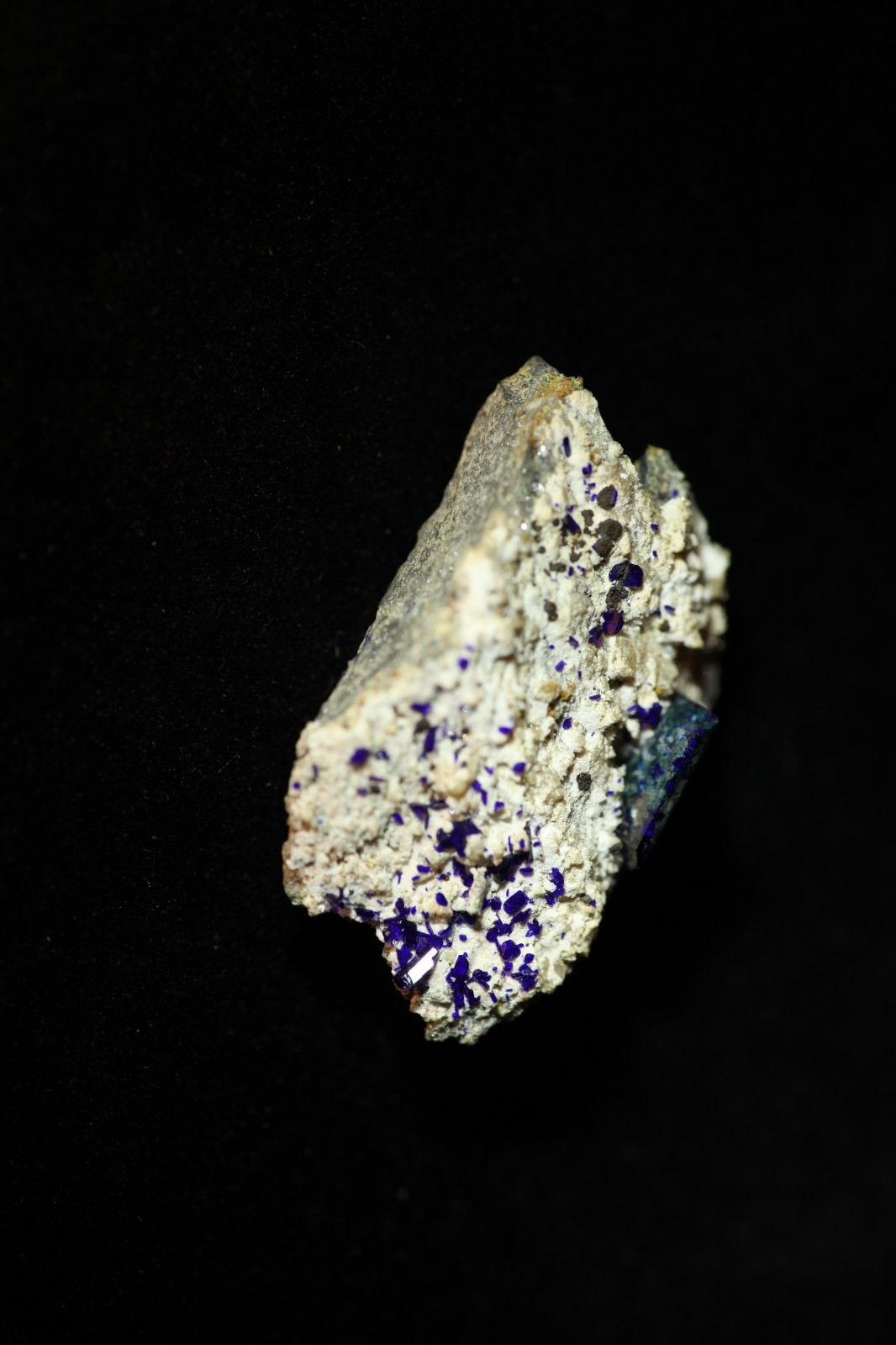 Classic Tsumeb Azurite crystals on matrix, bought in Namibia in the early 1980’s