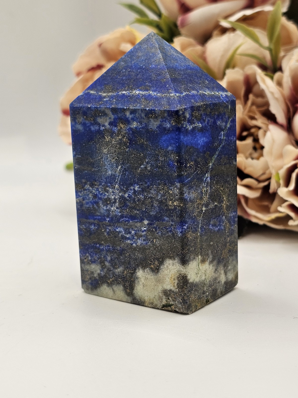 Lapis Lazuli crystal Chunky Point Tower Blue Pyrite Healing 260g 7.8cm