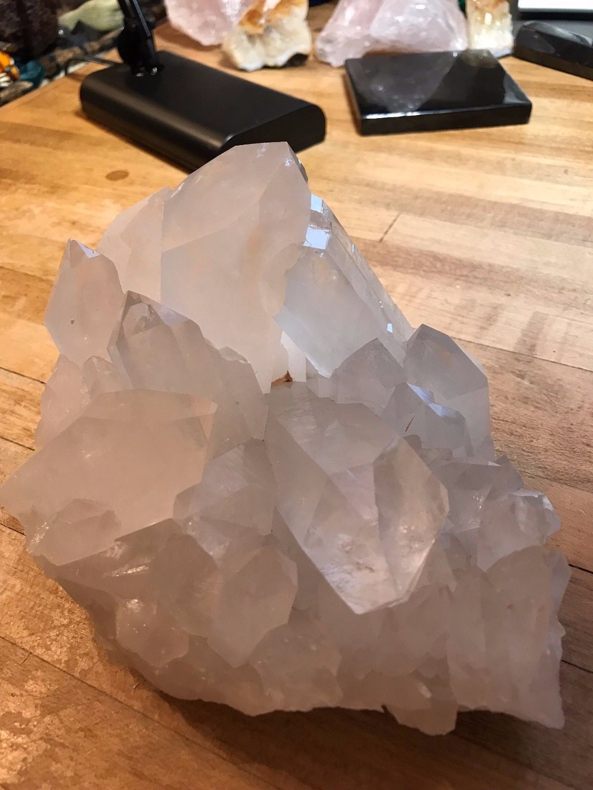 Clear Quartz Gemstone Large Multiple Floater Tabby Point Cluster Specimen 002