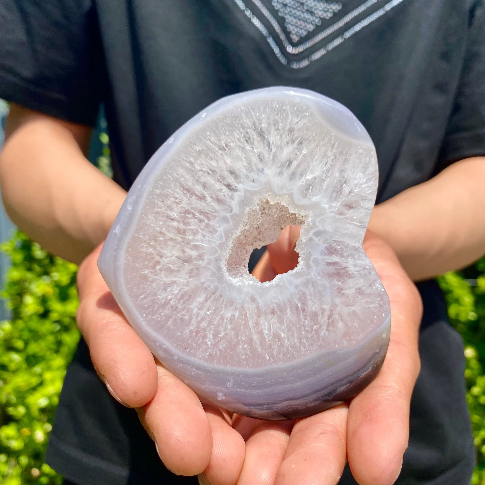 155G Natural Beautiful Agate Geode Druzy Slice ExtraLarge Gemstonev