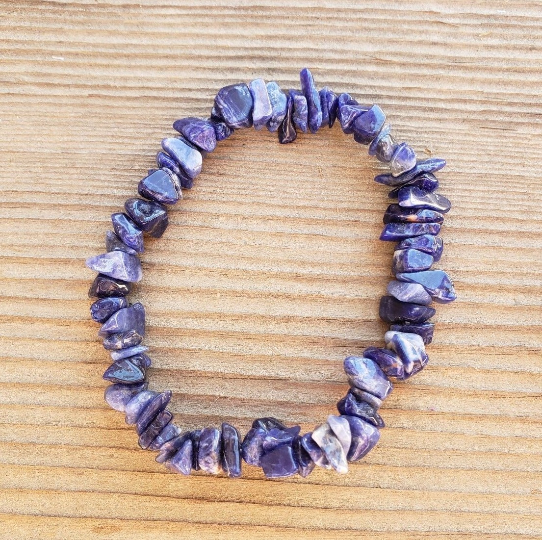 NATURAL SODALITE STONE GEMSTONE STRETCHY CHIP BRACELET