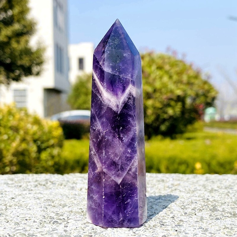 74g Natural dreamy amethyst obelisk quartz crystal energy column