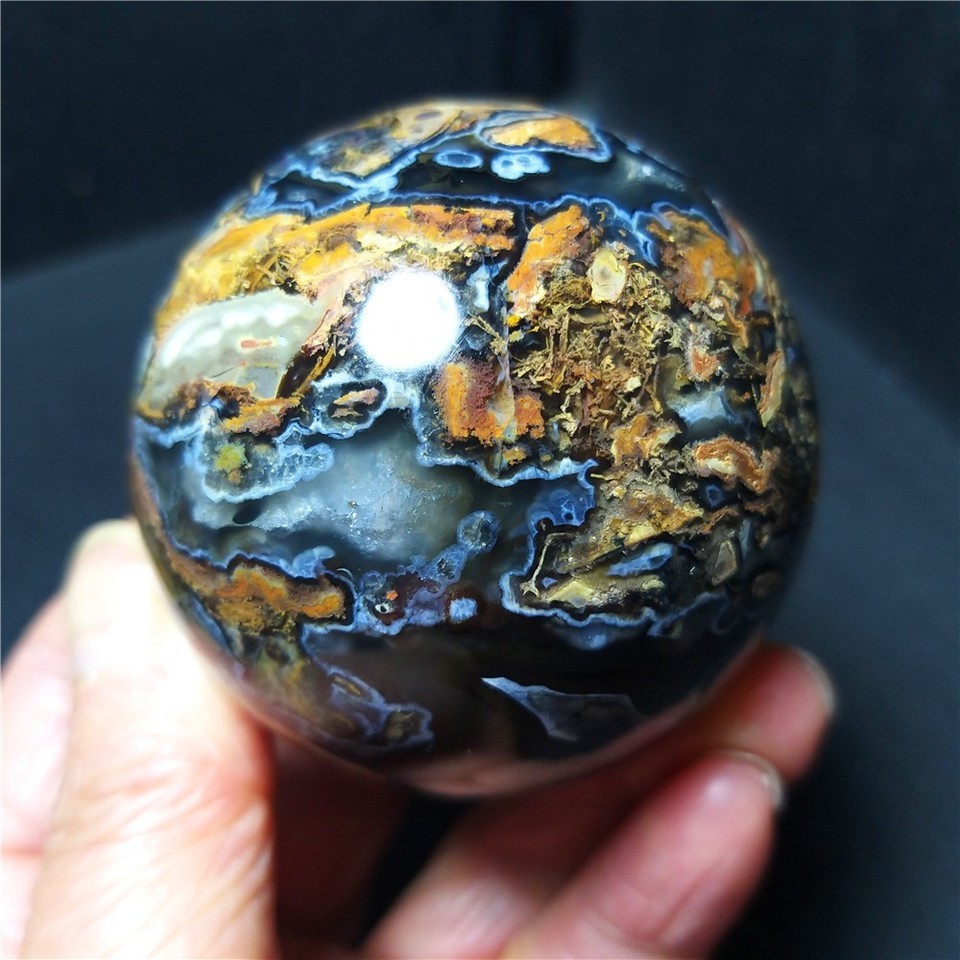 RARE 238.3g Natural Polished Colorful Agate Stone Ball Healing Madagascar AB1600