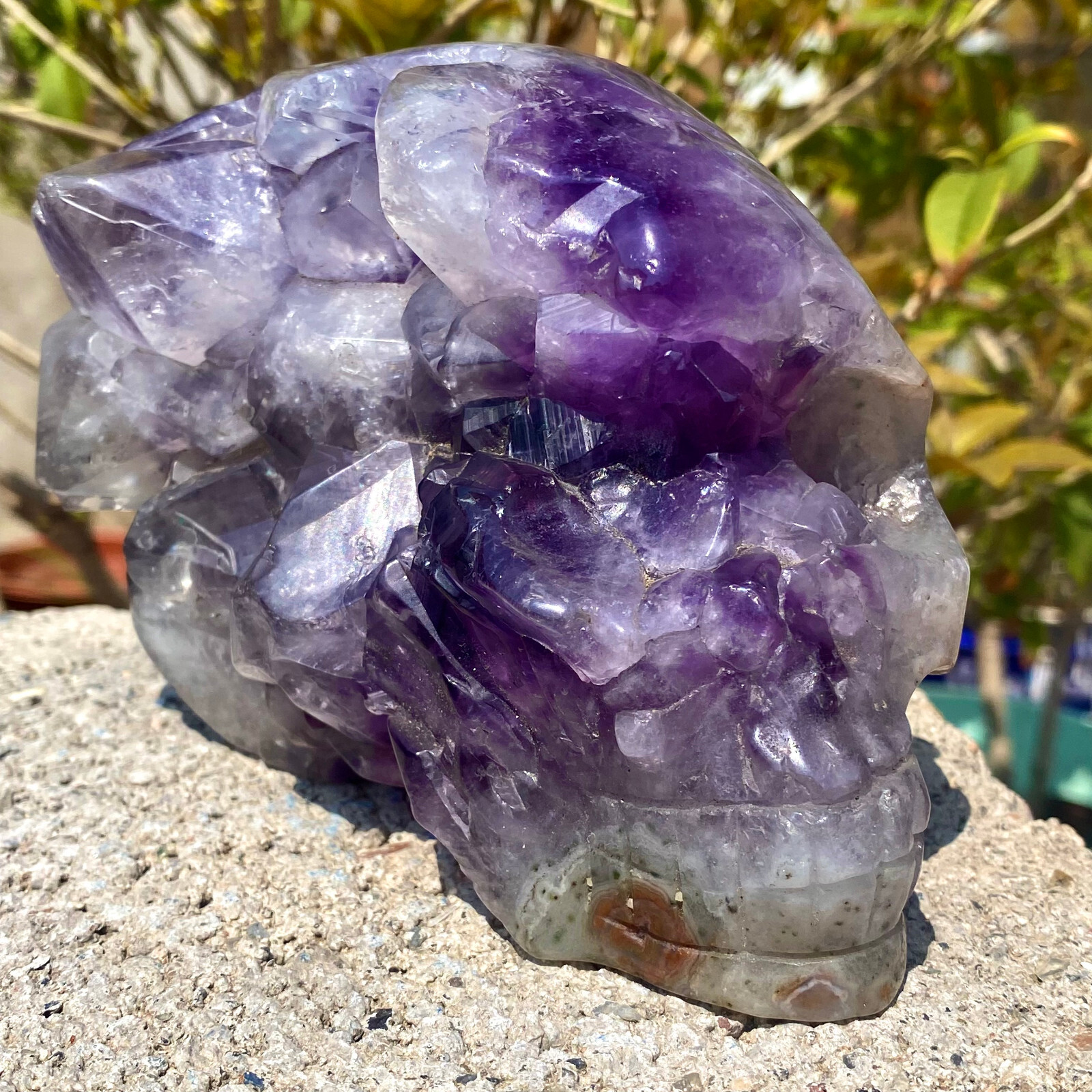 3.04LB Natural amethyst quartz skull hand carved crystal gemstone