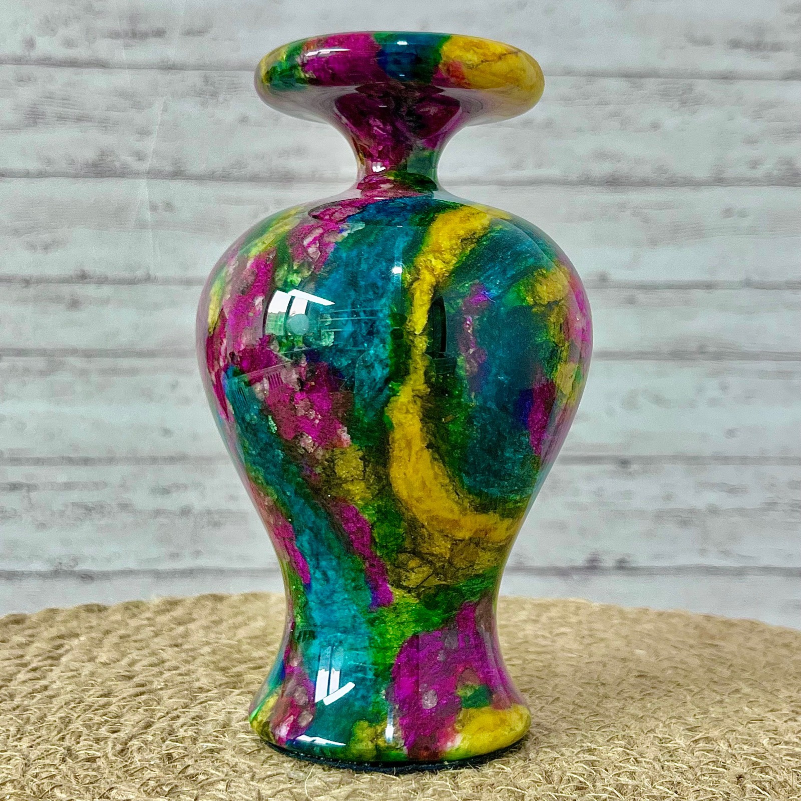 Small Neck Polychrome Jade Vase Single Stem Flower Arrangement Ornament 870 g