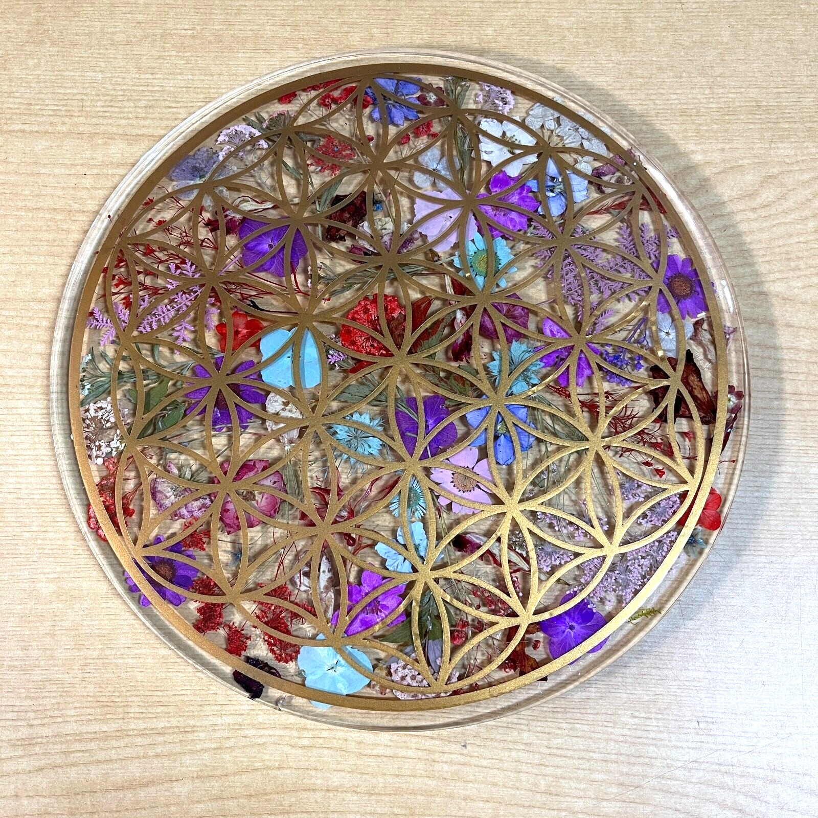 Grid Flower of Life Charging Plate Sacred Geometry Disc 11”