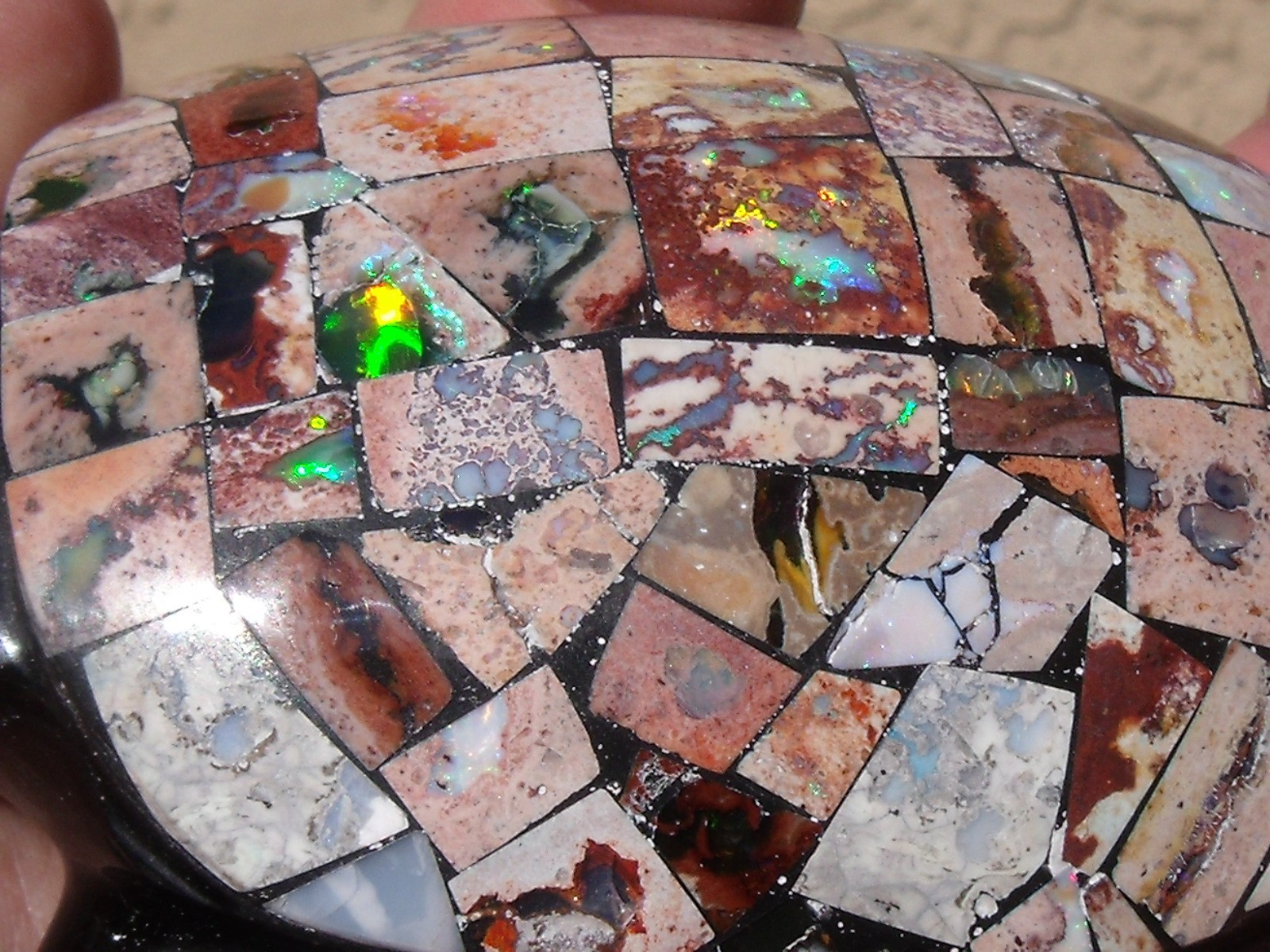 1,580 CTS Black Obsidian Turtle with a Mosaic shell of Cantera Fire Opal Inlay