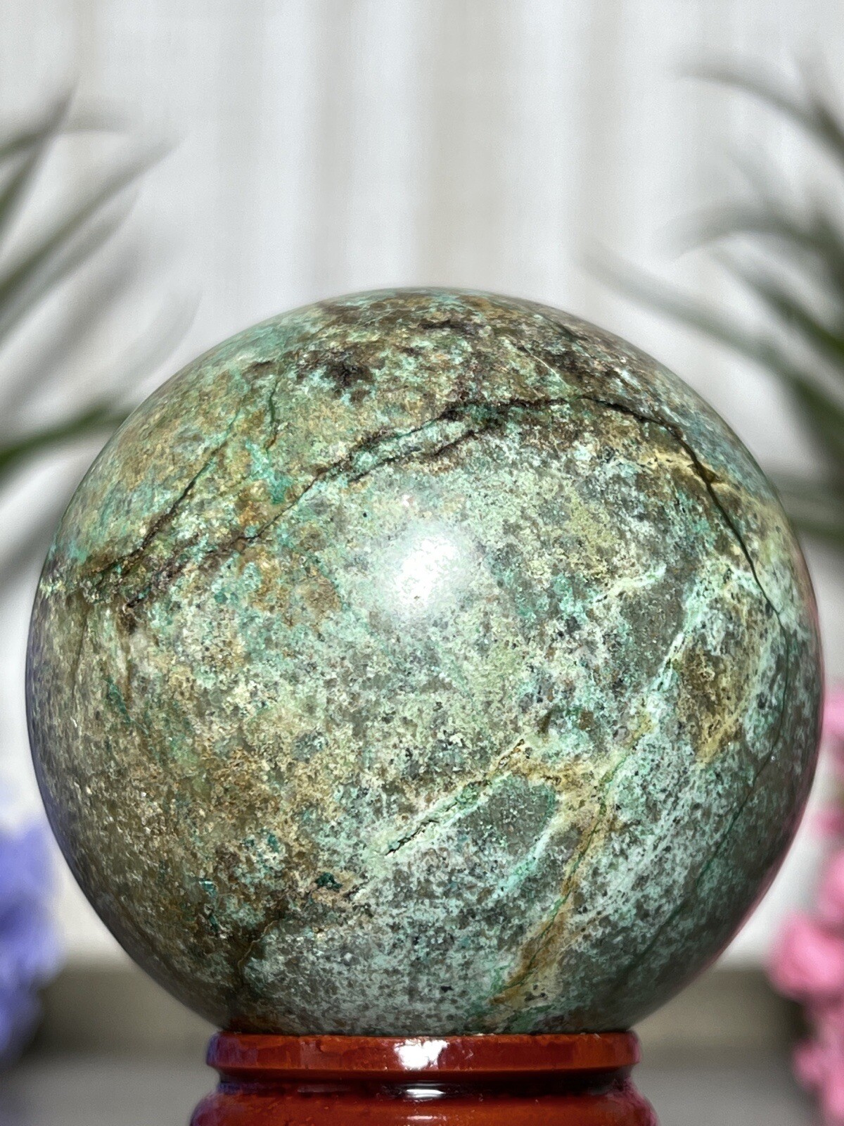 PHOENIX SPHERE – Green Blue Mineral Copper Ore Malachite Turquoise Crystal Orb