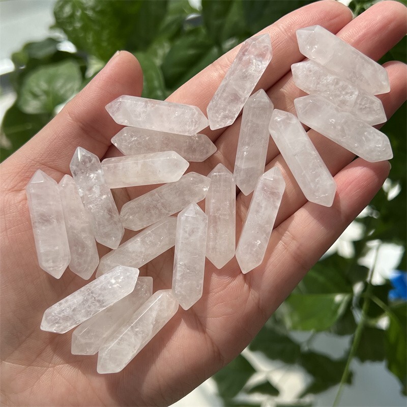 Top Wholesale natural clear quart obelisk quartz crystal wand double point 20pcs